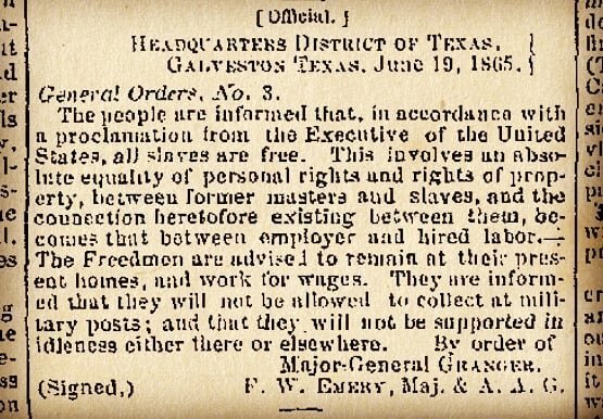 Today is Juneteenth, a day that celebrates the final enactment of the Emancipation Proclamation for all slaves in the US, over two years after Lincoln issued it and two months after the end of the civil war. -
-
While in the past it has been a joyful