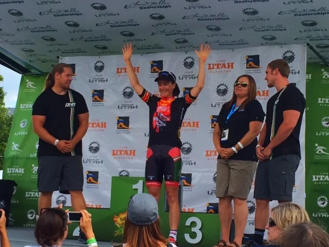 Olivia Dillon in the Sprinters Jersey in the Cedar City Grand Prix