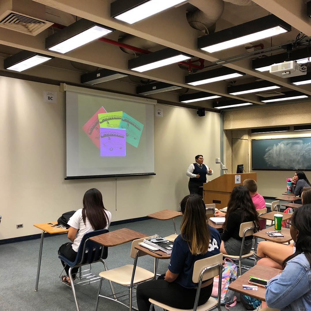 Invited Speaker, "Puro Chingón Collective," Intro to Women's Studies, Kristin Gamez, Department of Women's Studies, University of Texas-San Antonio, San Antonio, TX, April 19. Photo courtesy of Kristin G.