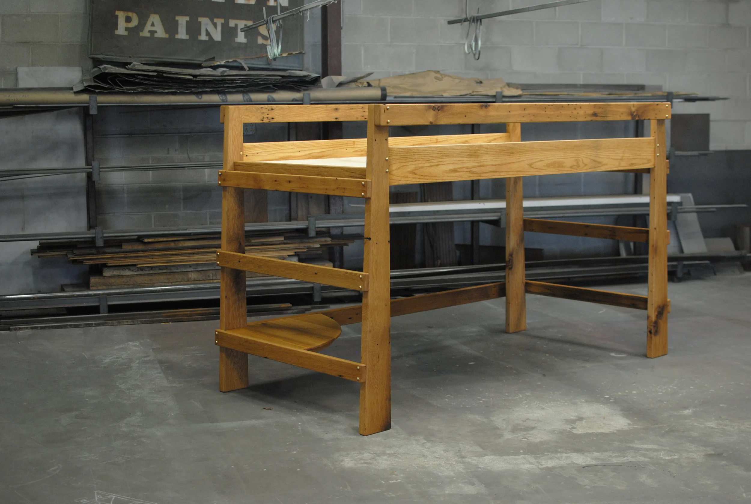 Oak Loft Bed with Shelf