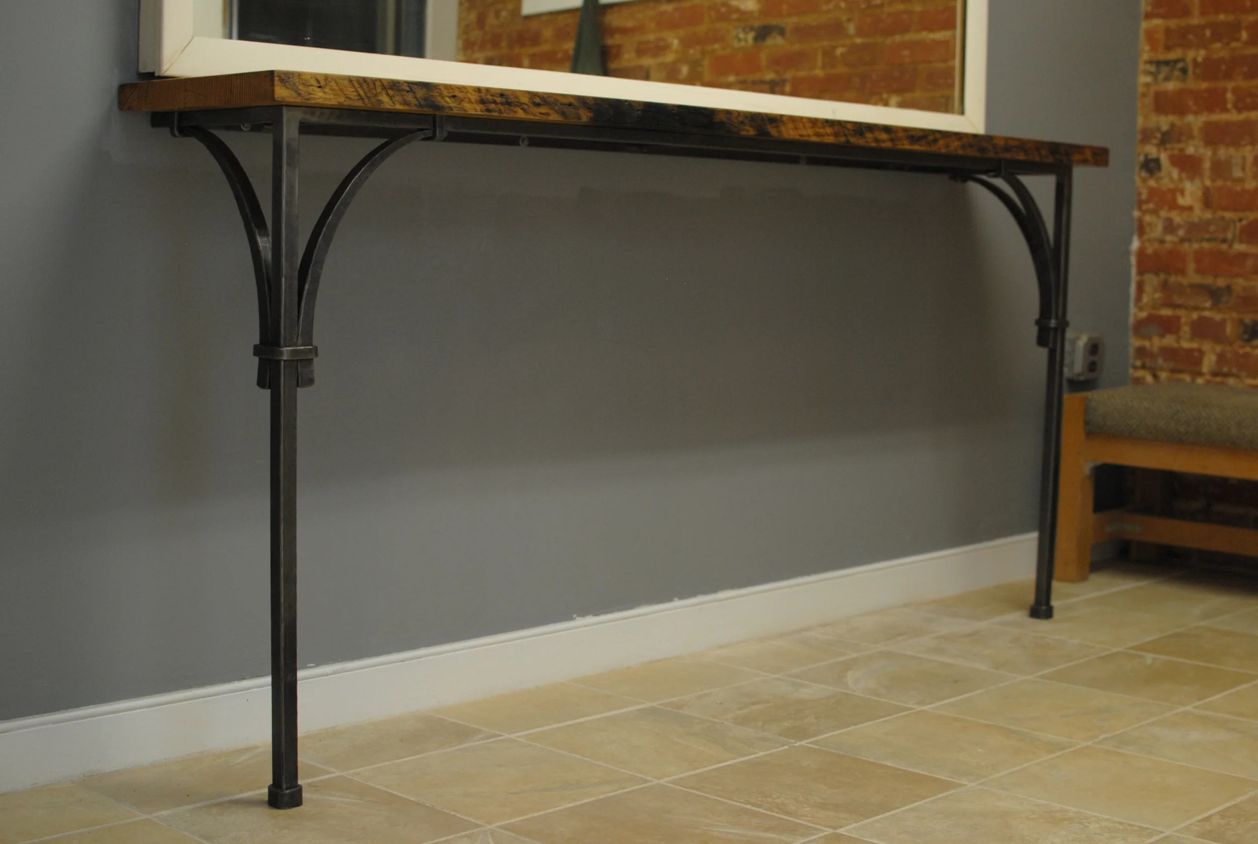 Console Table with forged steel base