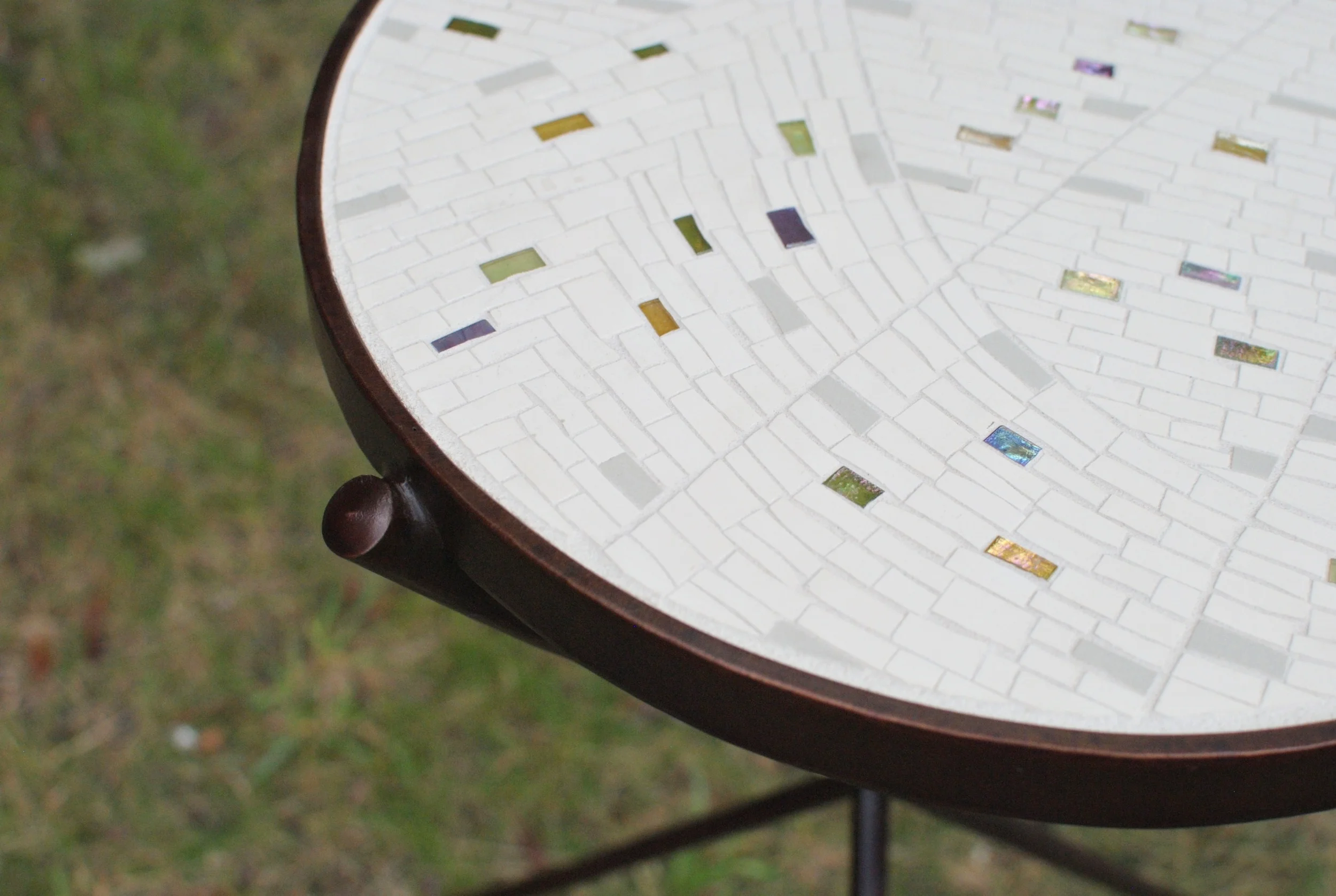 Side table with mosaic top detail