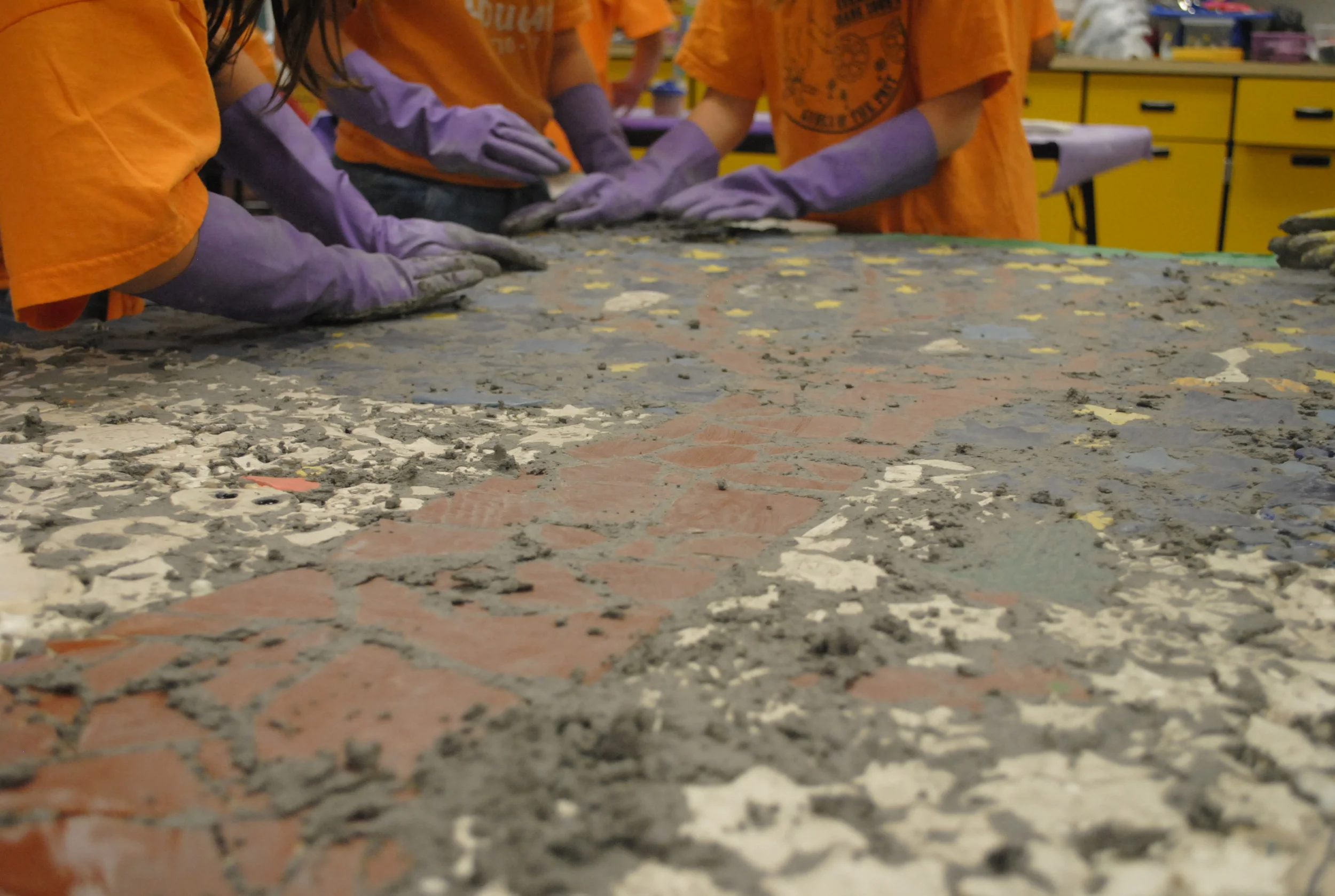 Grouting the mosaic panels