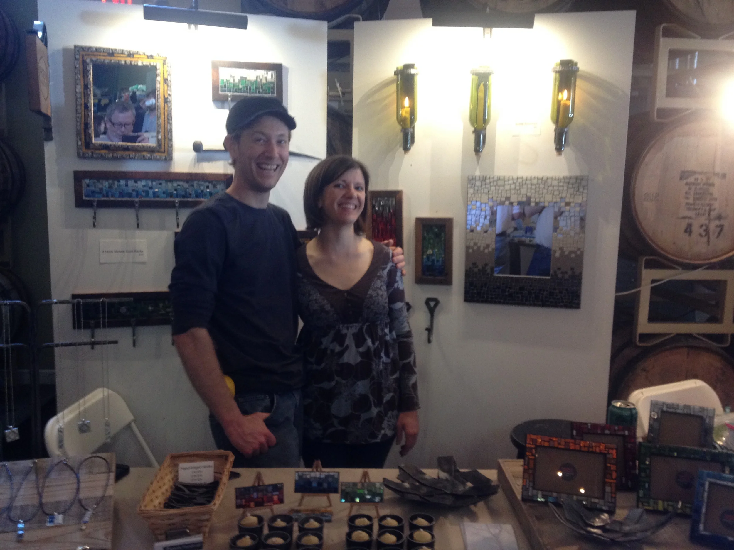 Our booth neighbor from Zou Zou's Basement snapped this shot of the two of us in our booth at Spring Bada Bing . We had lots of fun at this busy craft show and look forward to more shows with Richmond Craft Mafia .