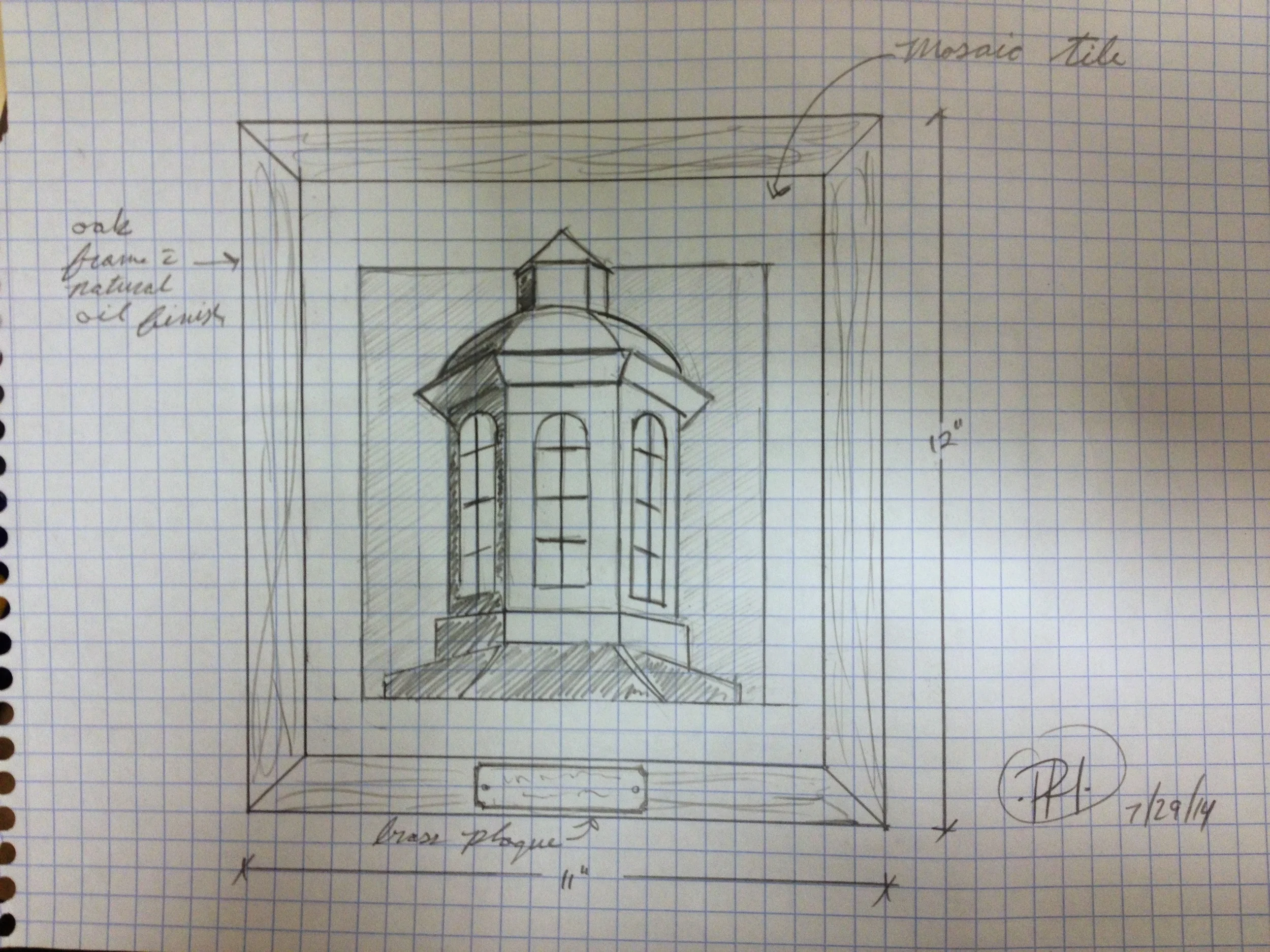 Kyle's proposal sketch of the logo as a mosaic.