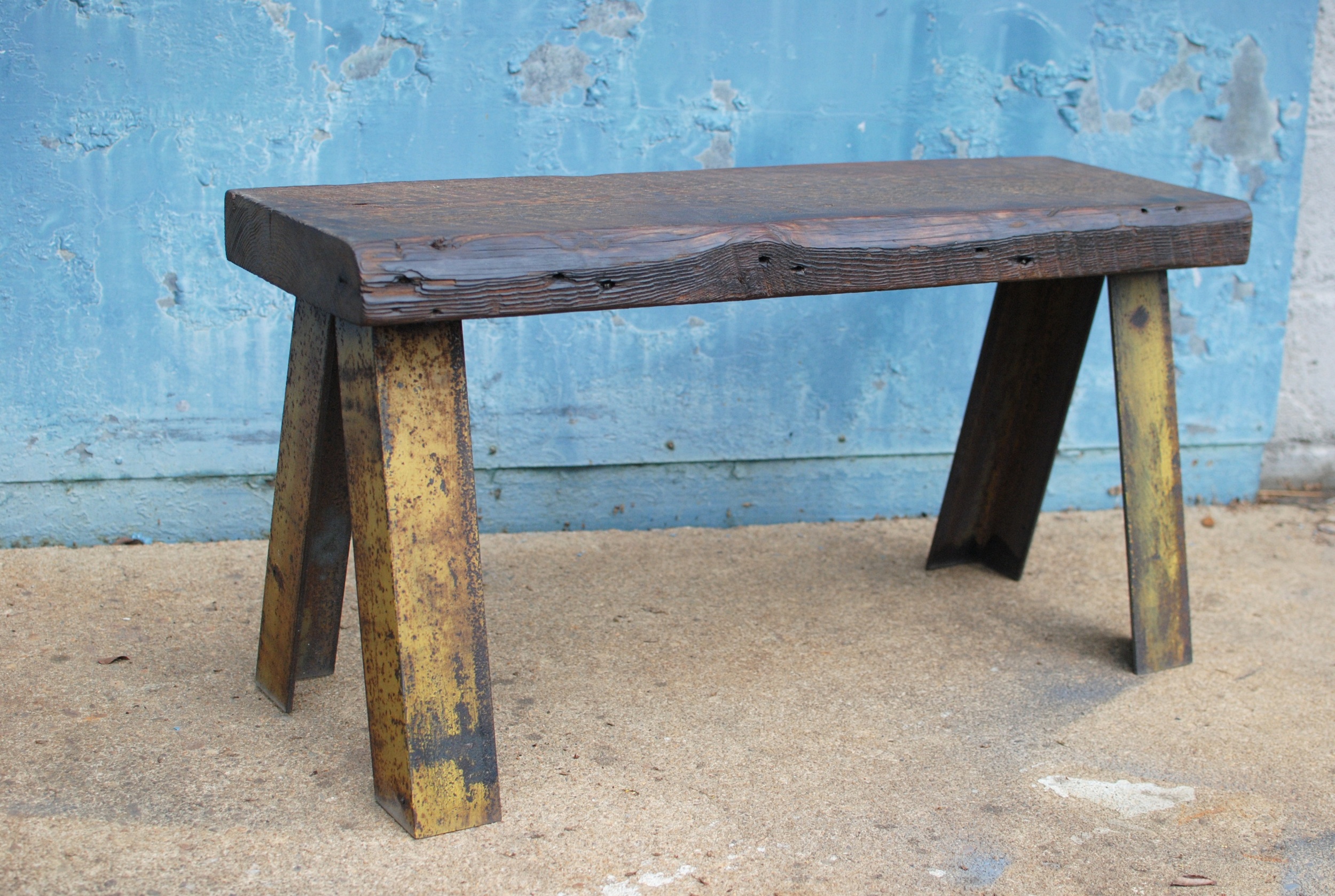 Custom Shockoe Bench made from reclaimed wood and steel