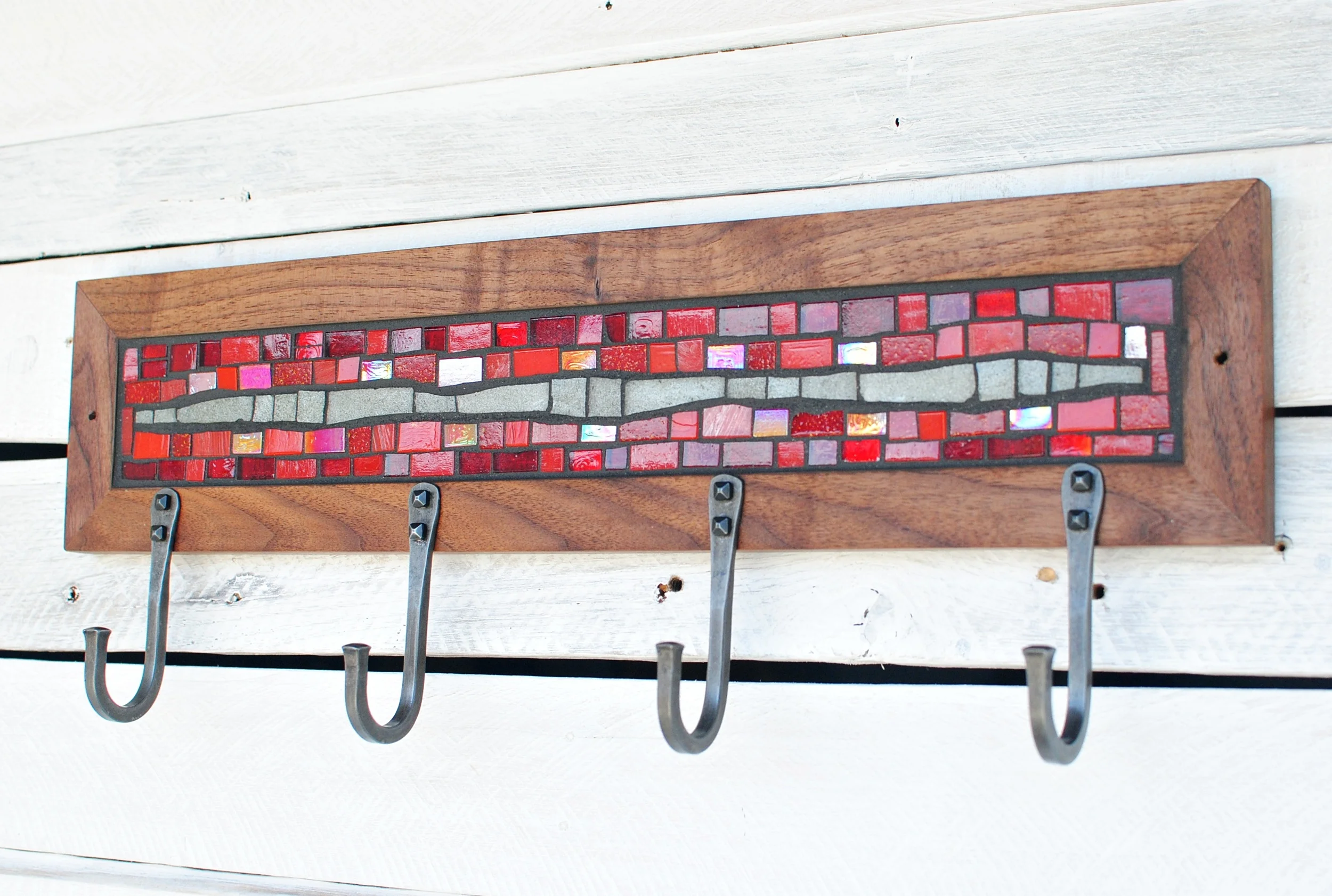 Red Mosaic with Gray Glass