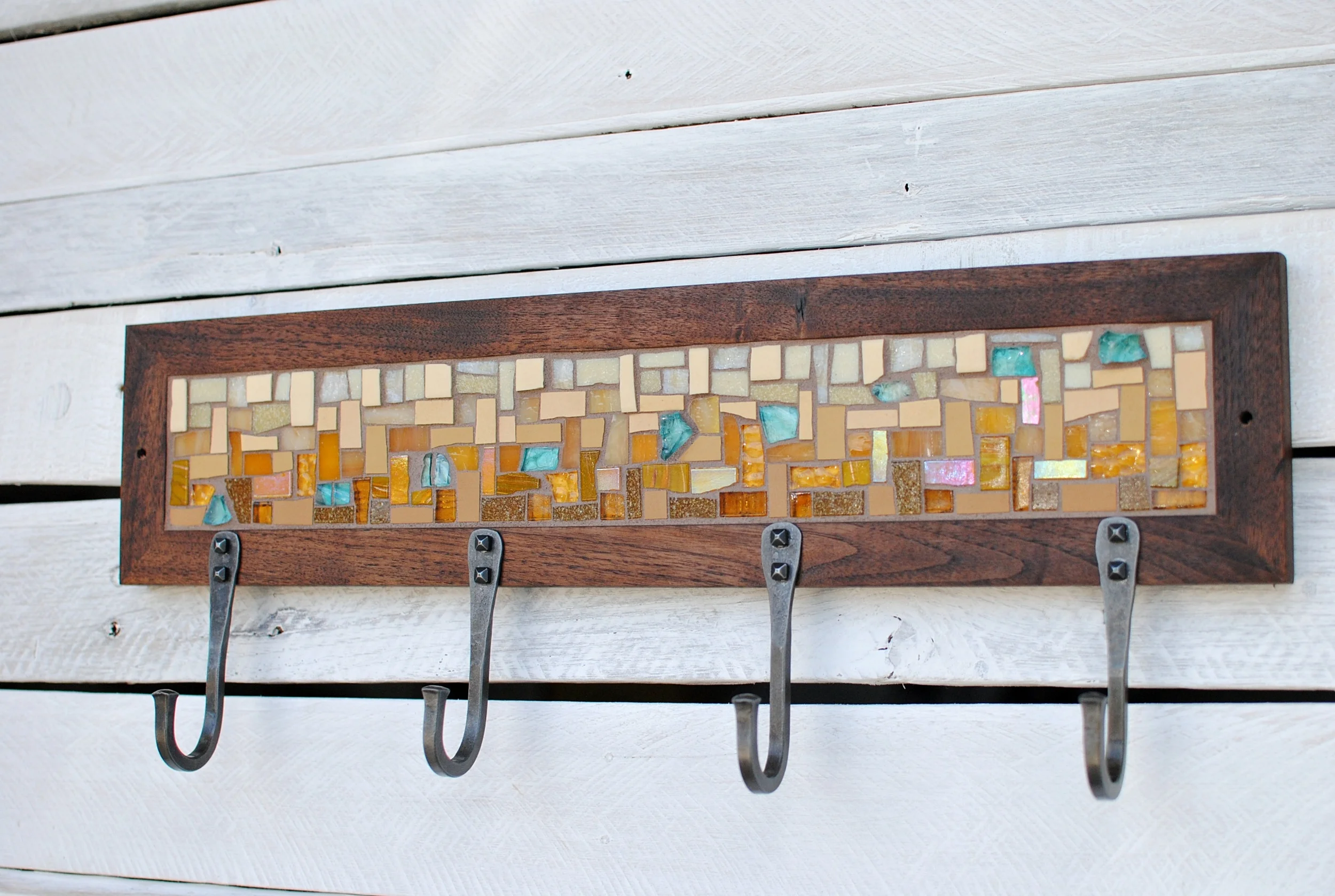 Yellow Mosaic with Teal Glass