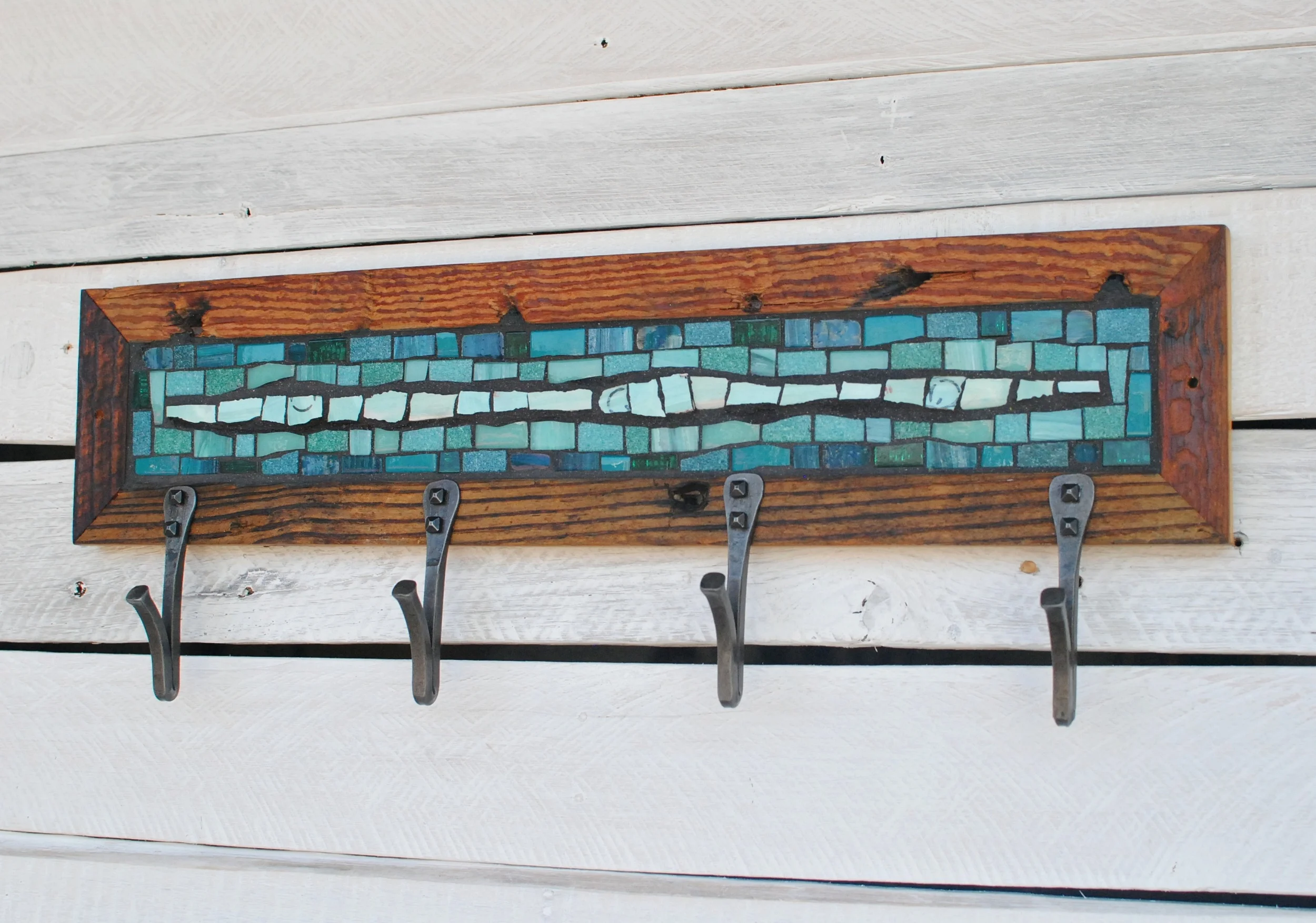 Teal Mosaic with Handmade Teal Ceramic