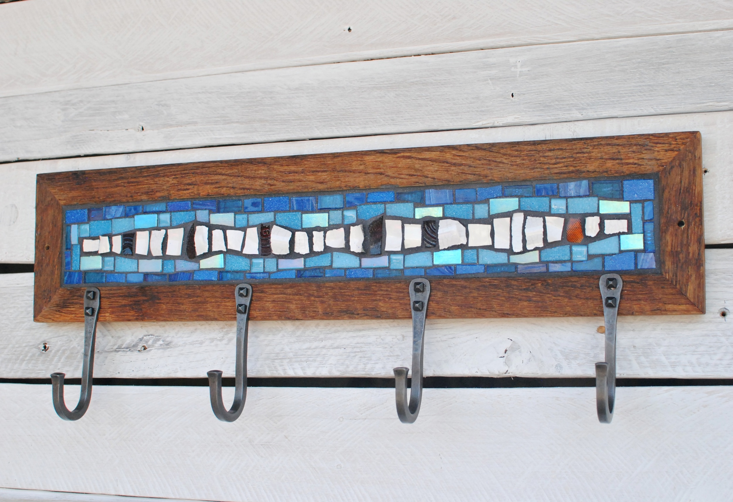 Blue Mosaic with White Ceramic & Brown Glass