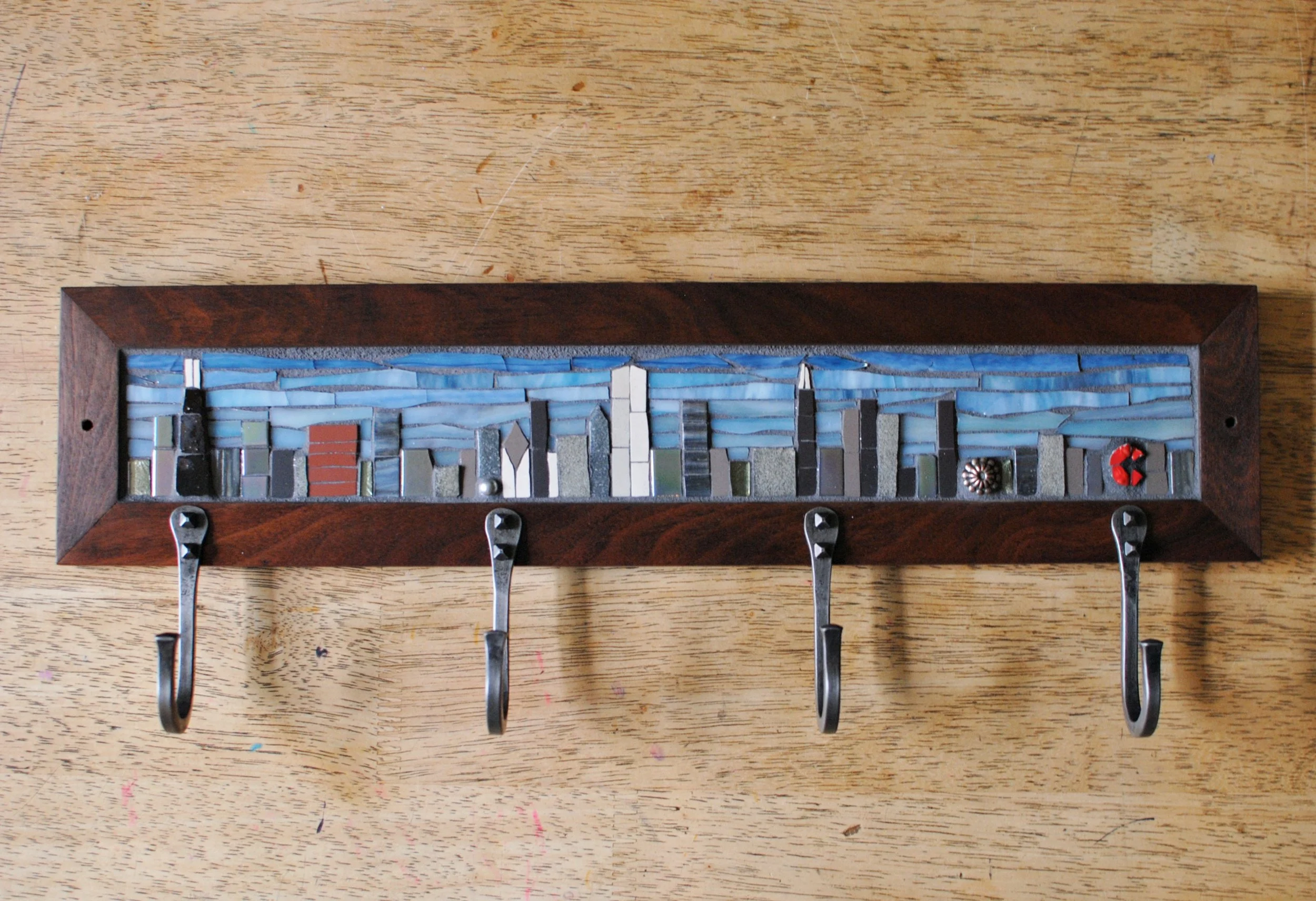 Chicago Skyline mosaic coat rack