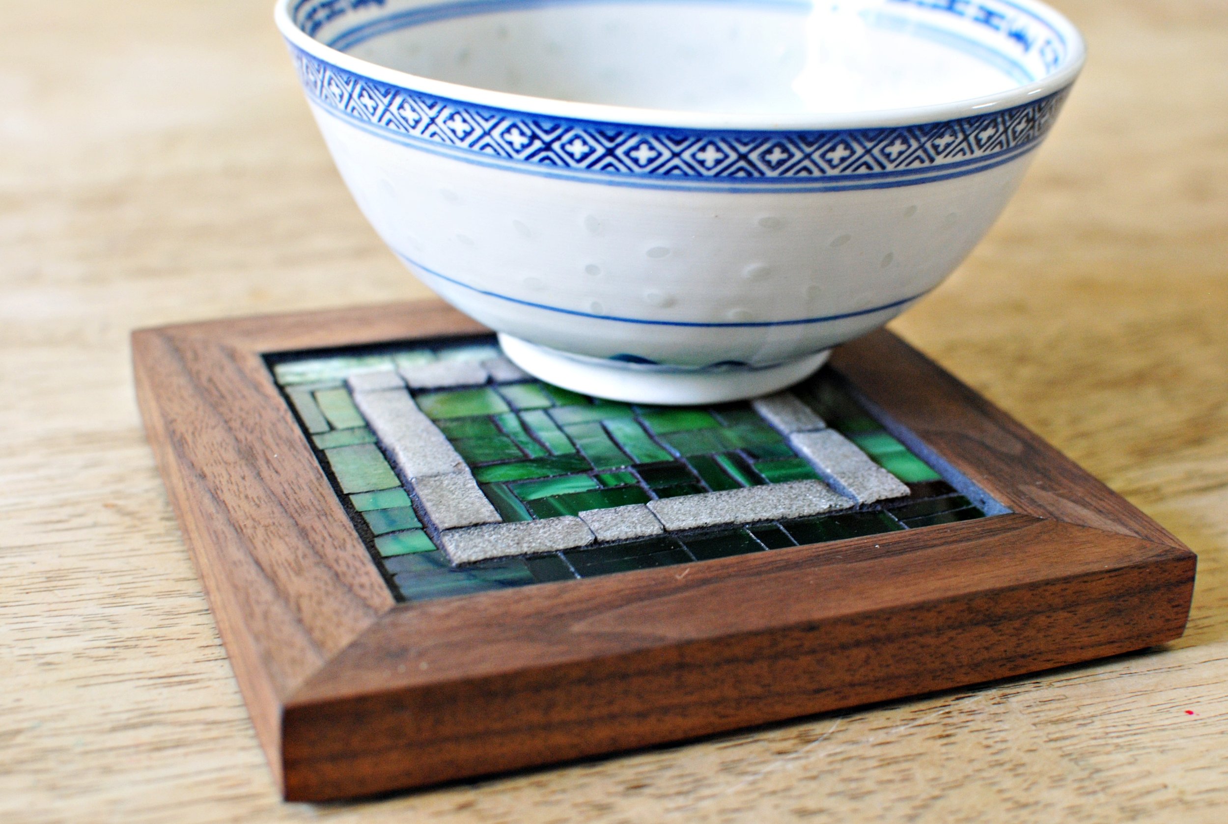 Forest mosaic trivet with bowl