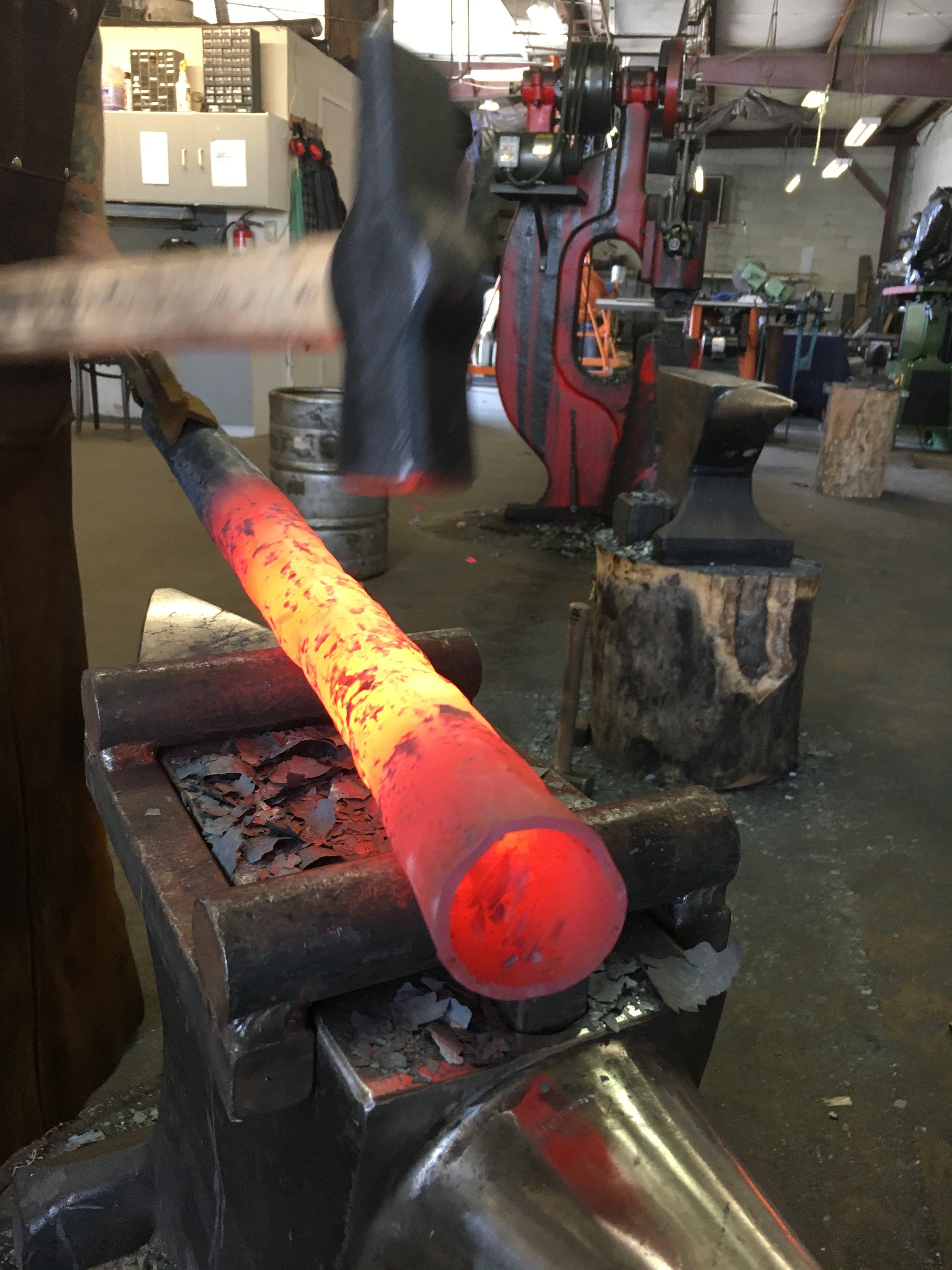 Forging steel to create custom chandelier elements