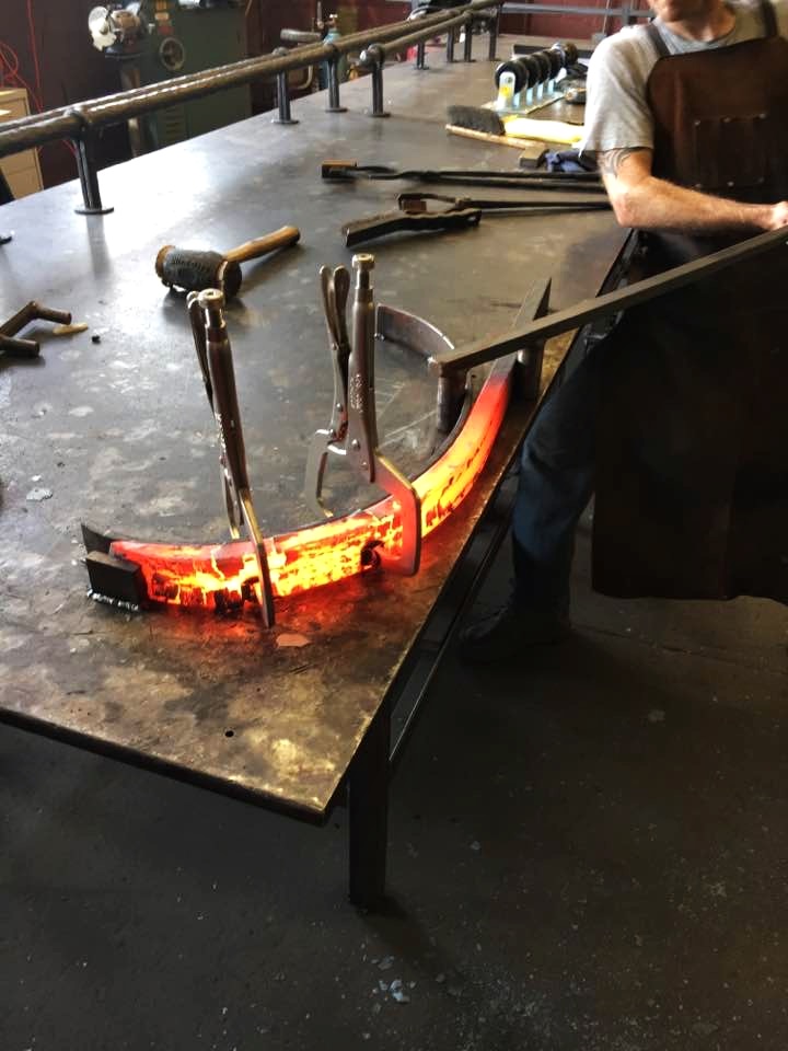 Forging custom dining table legs by hand