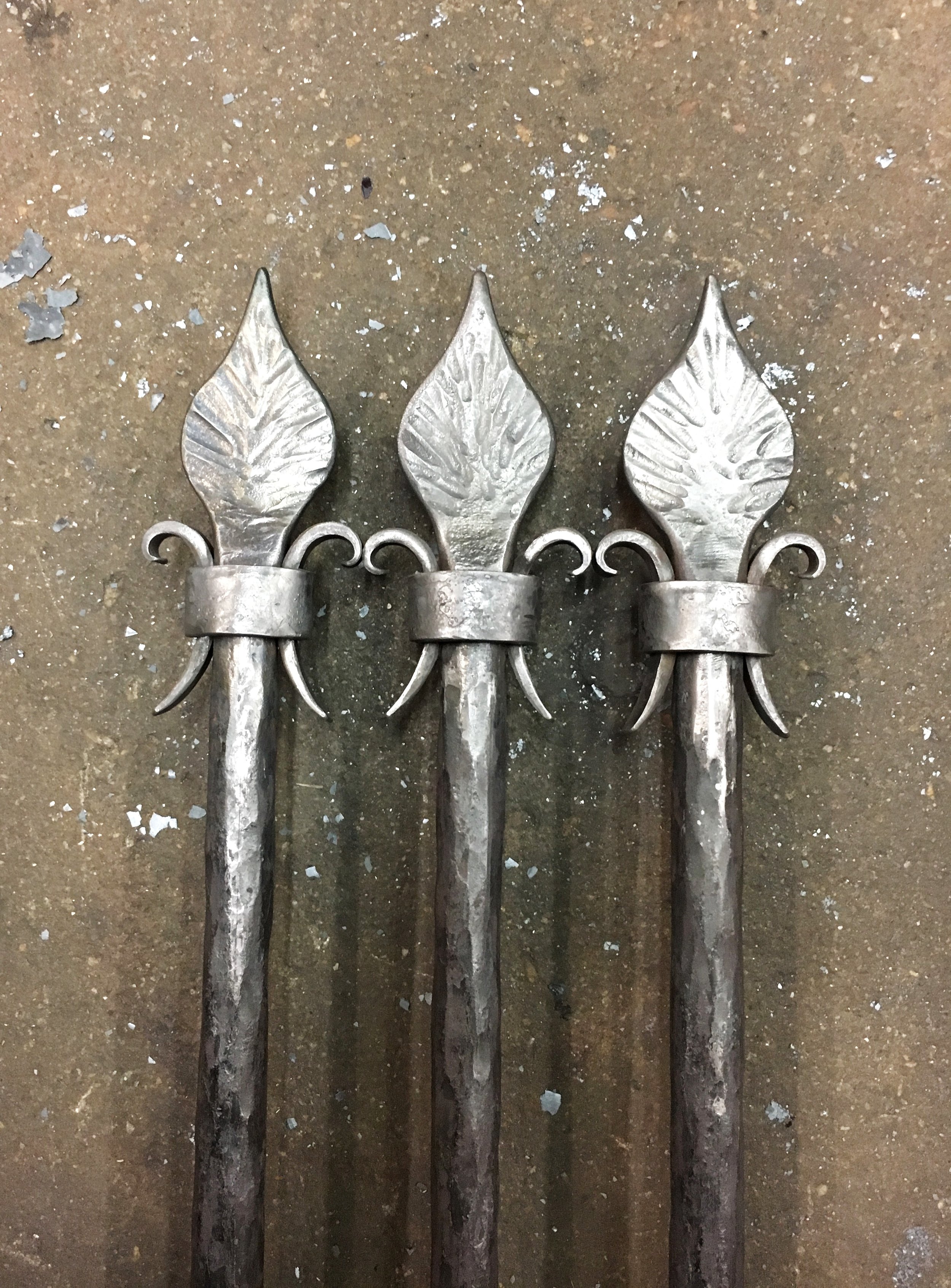 Forged custom refrigerator door pulls detail