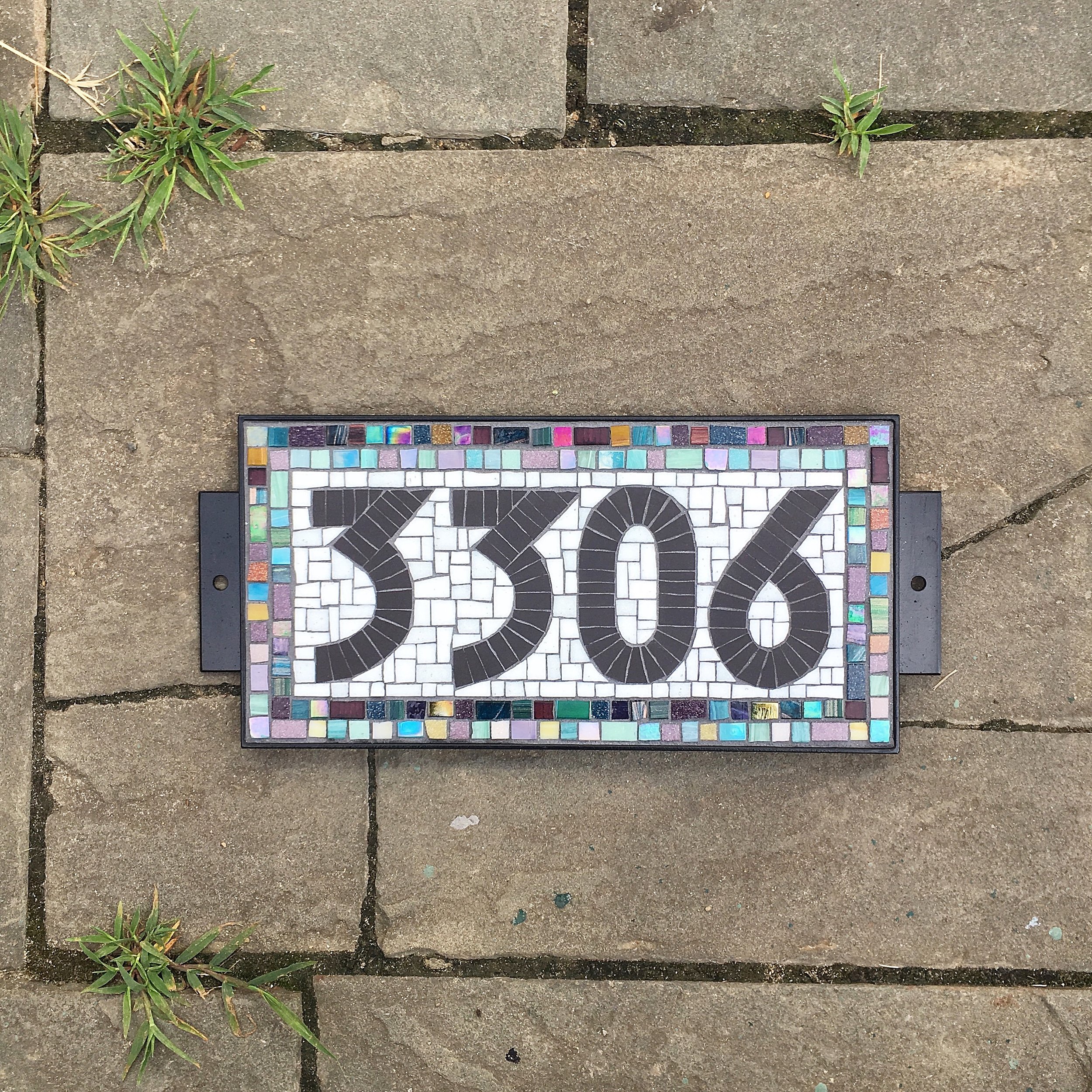 Mosaic address plaque