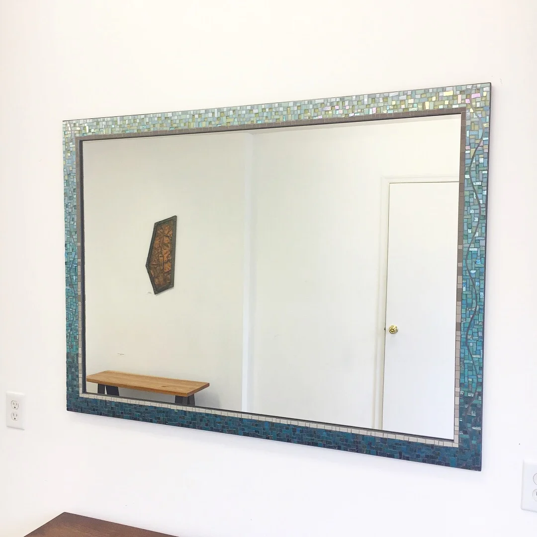 Large custom bathroom vanity mosaic mirror — Phoenix Handcraft