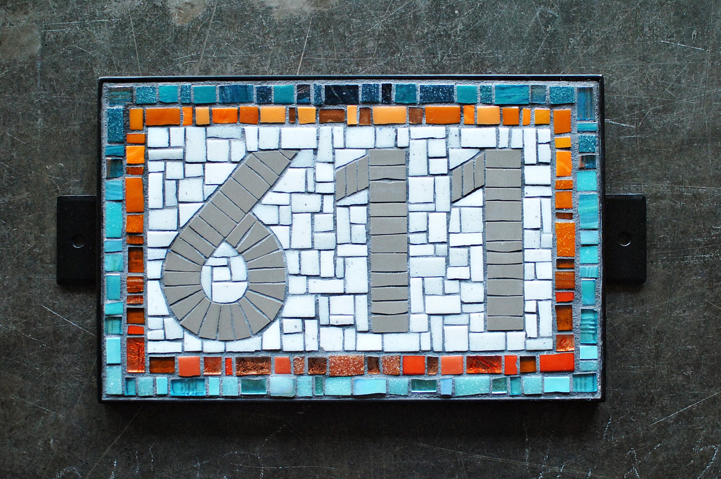 Custom mosaic address plaque