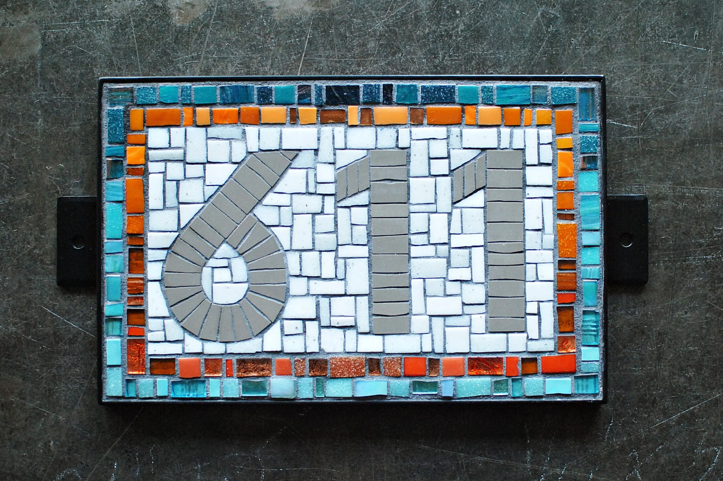 Mosaic address plaque