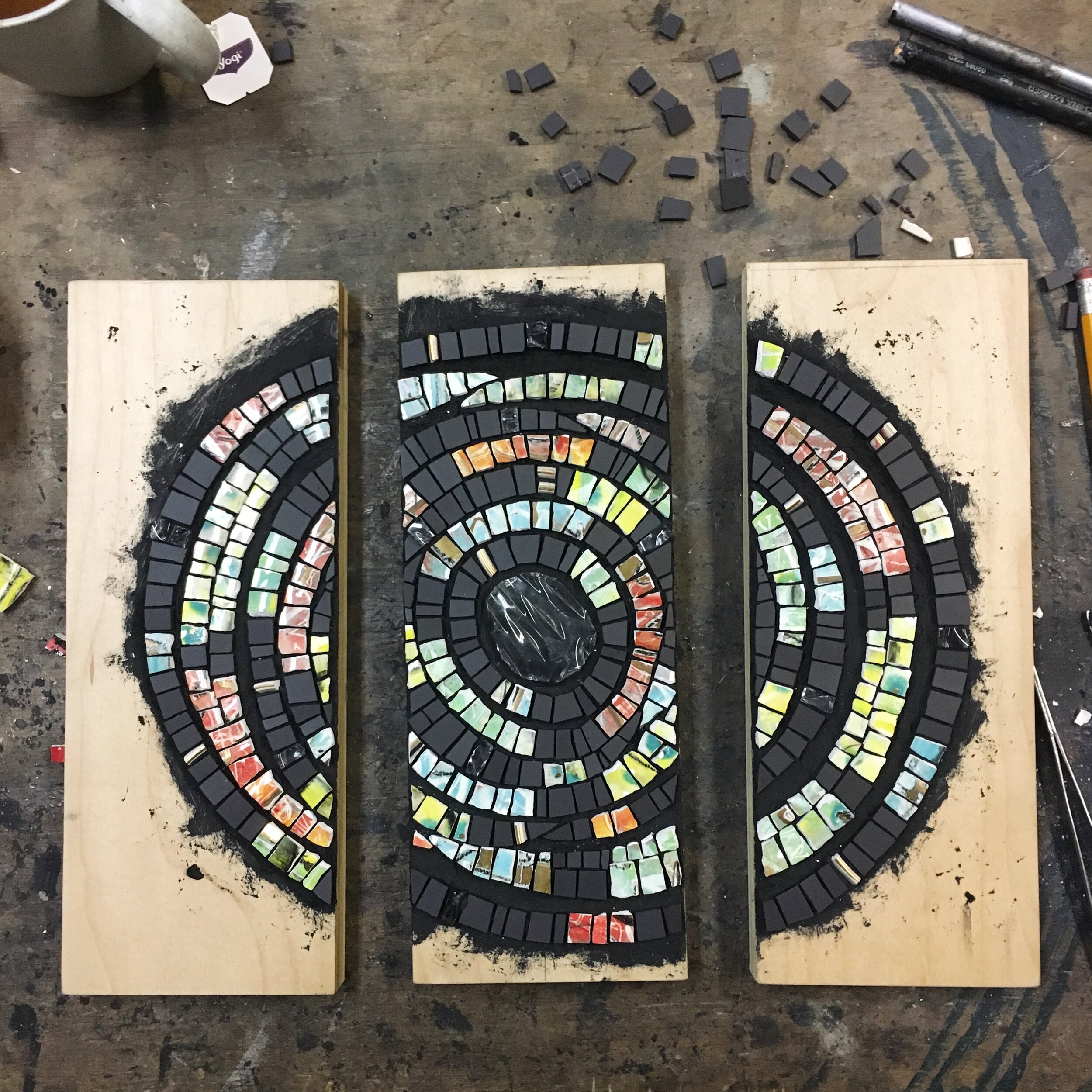 "Through Diversity" mosaic art in process 7