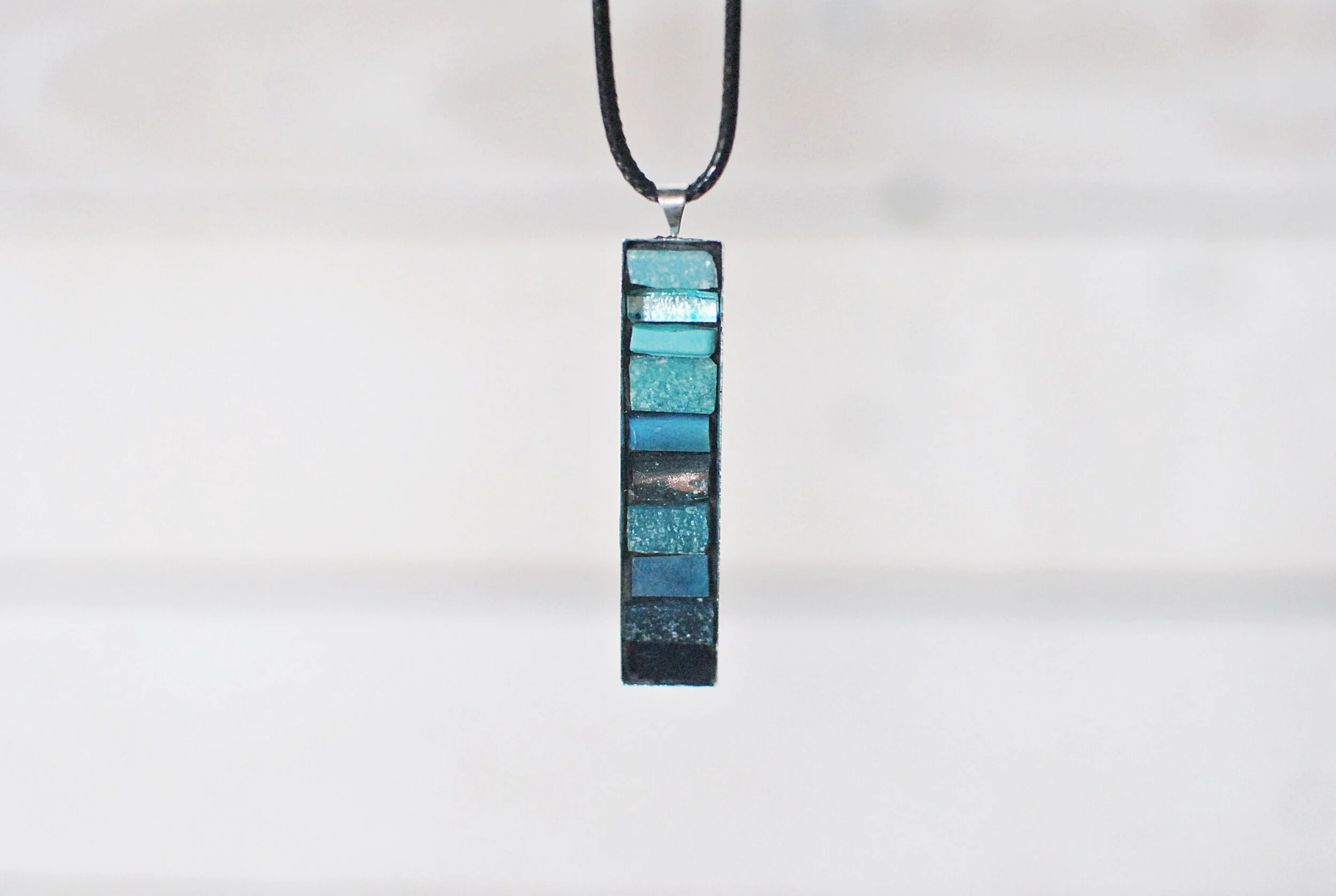 Mosaic pendant, teal blue