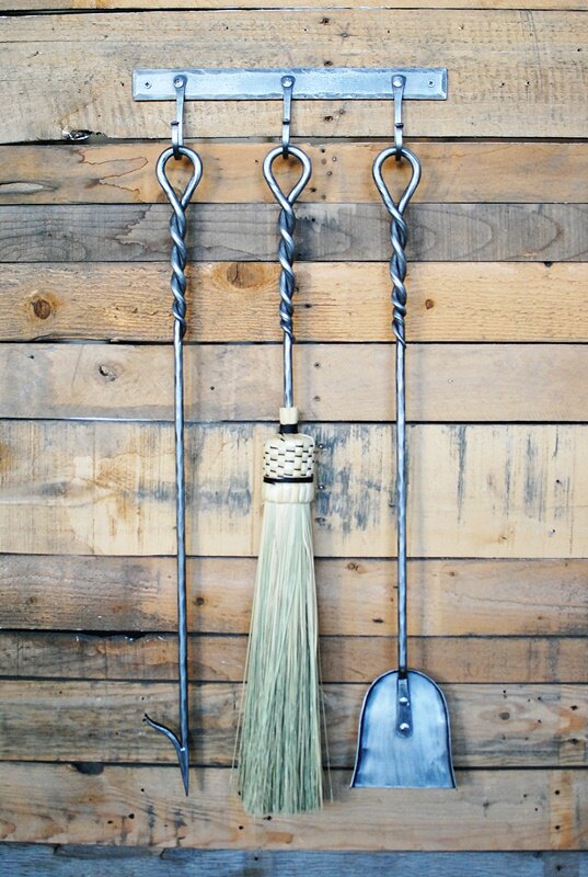 Four-piece Wall-mounted Interior Fireplace Tool Set