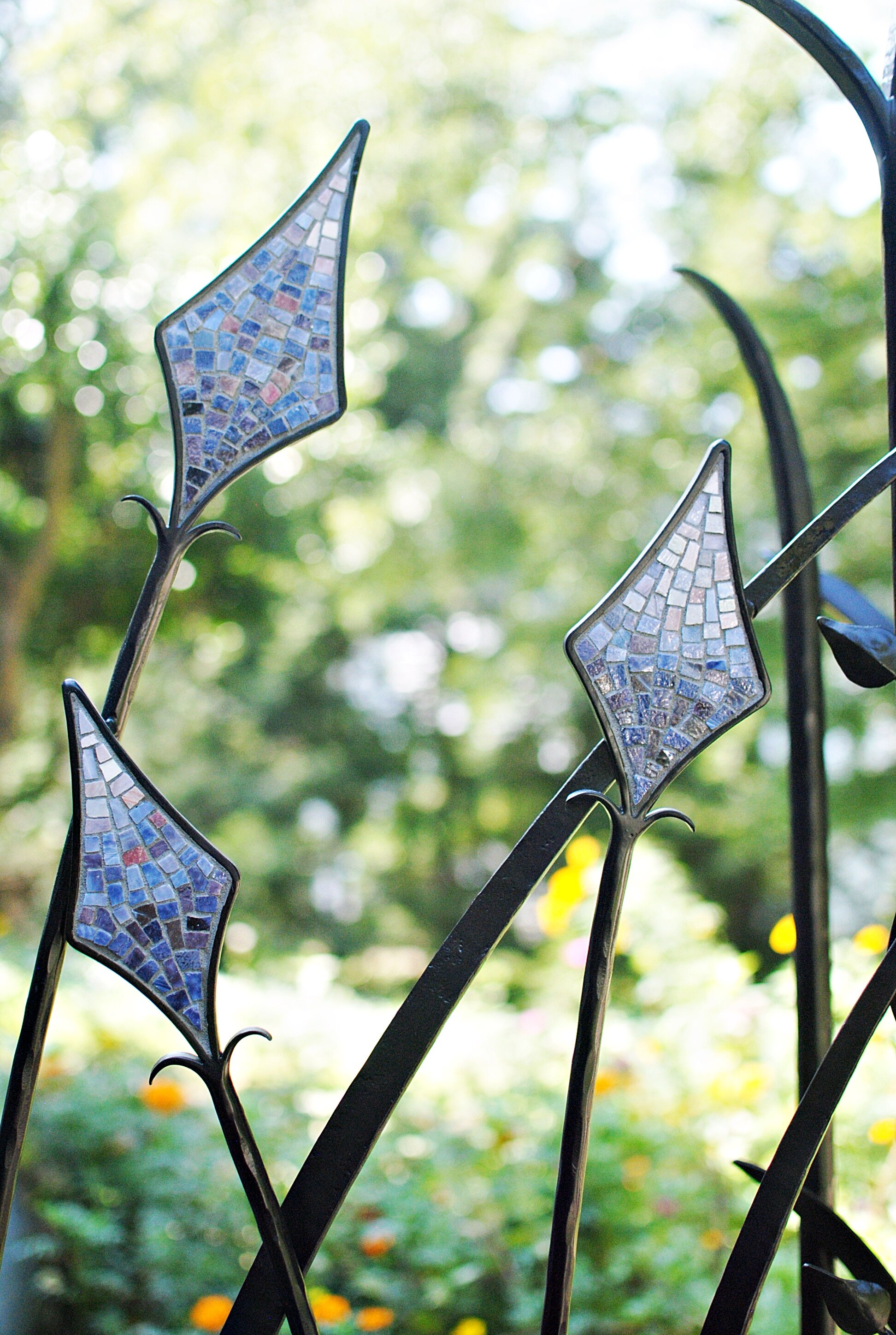 Native plants mosaic steel custom garden sculpture