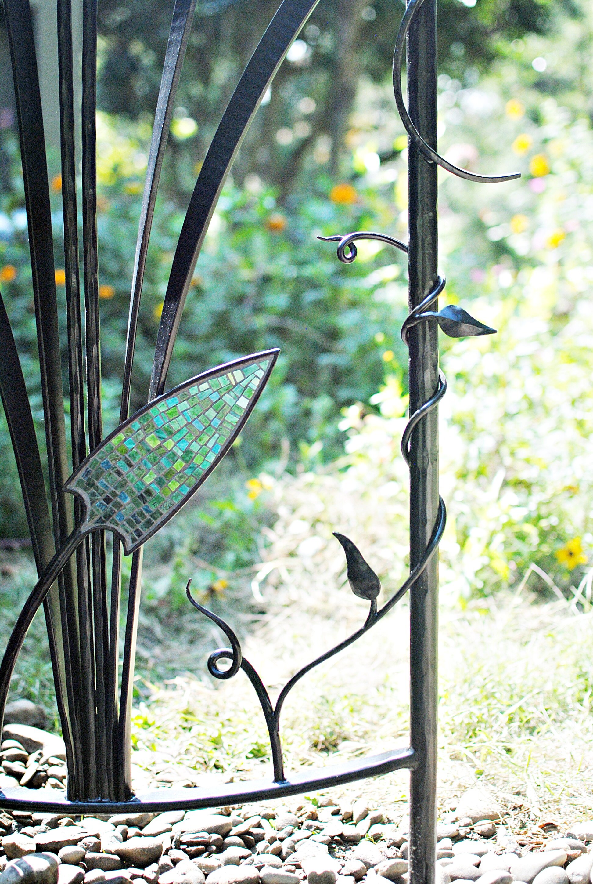 Native plants mosaic steel custom garden sculpture