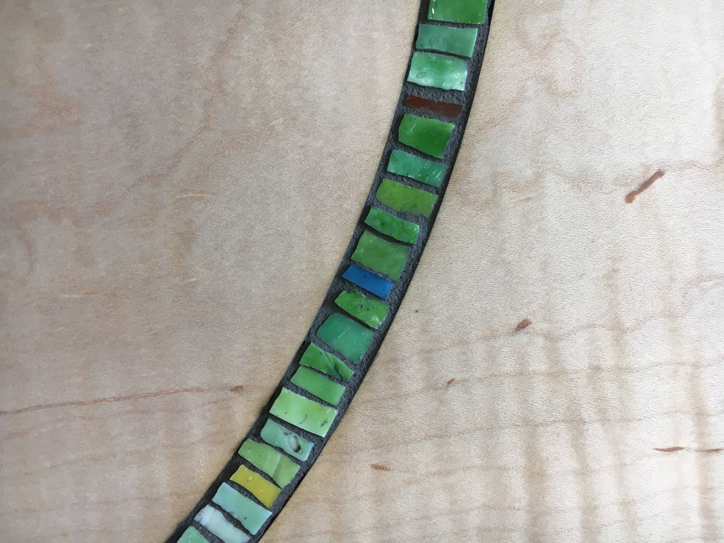 Green mosaic inlay detail