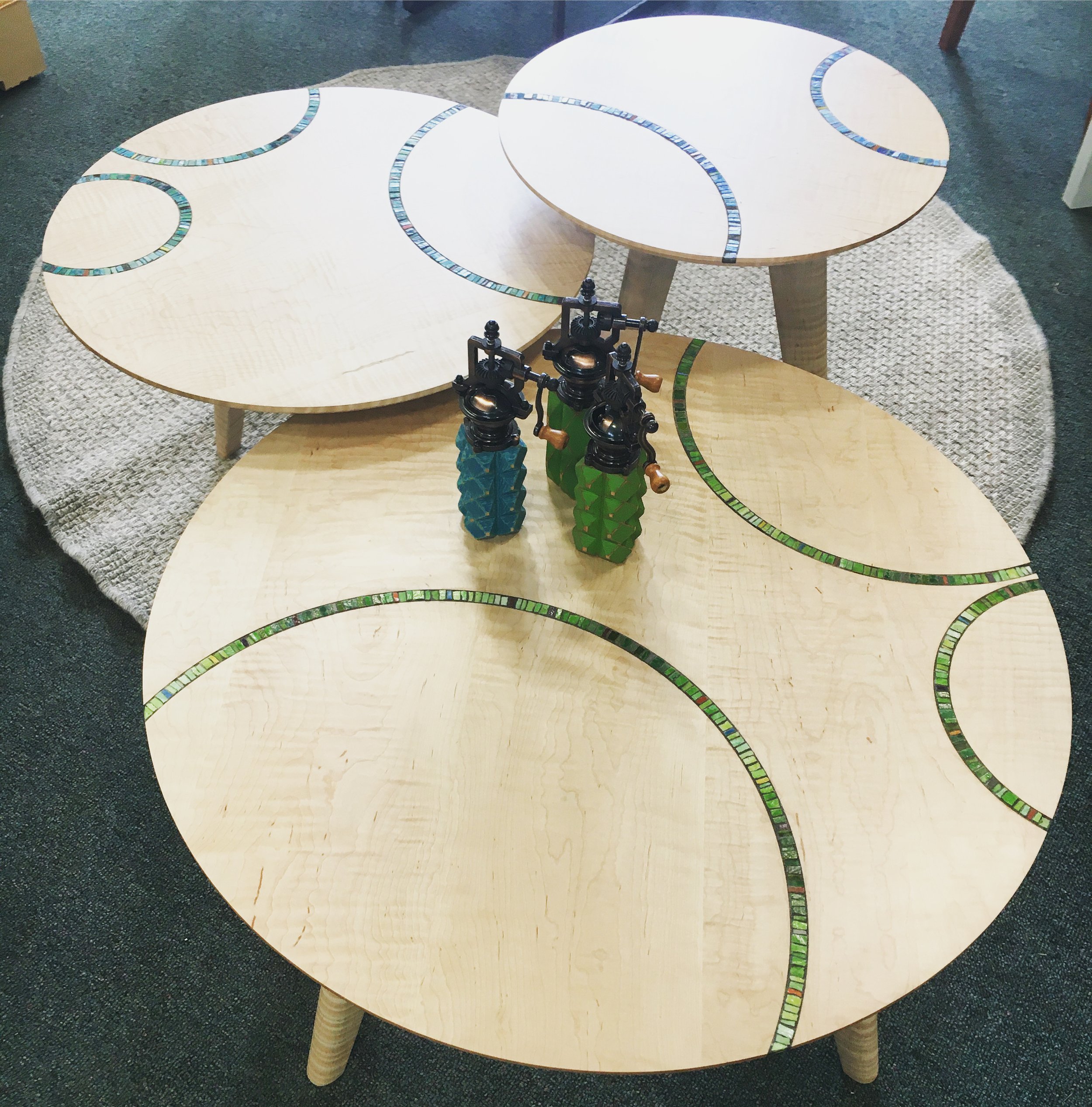 Mosaic inlay custom table collaboration with Christina Boy
