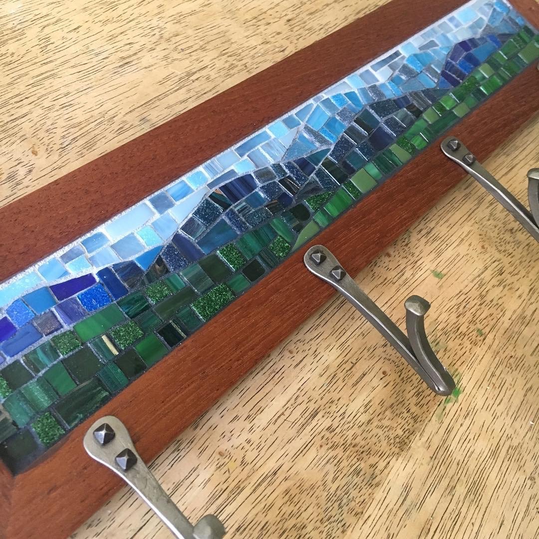 Blue Ridge Mountains mosaic landscape coat rack