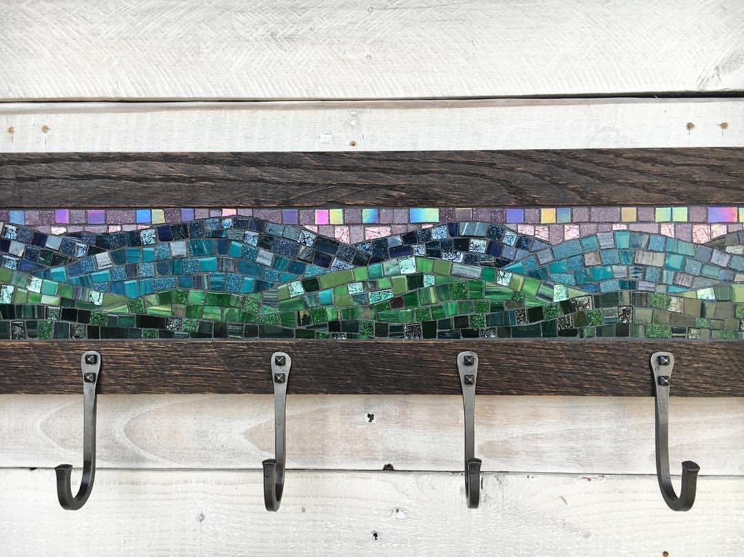 Blue Ridge Mountains mosaic coat rack