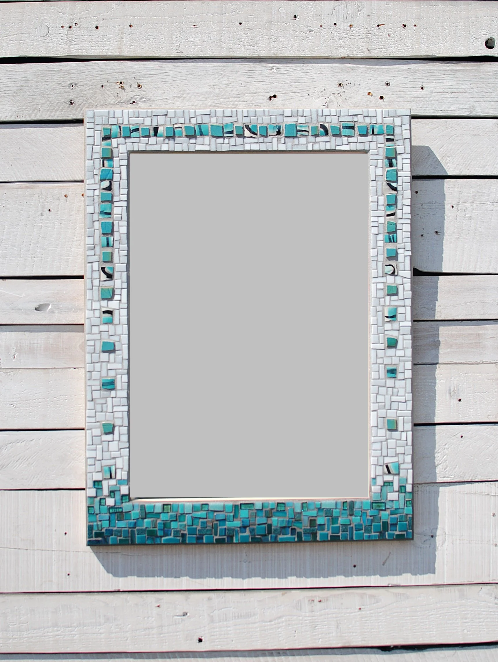 White and Teal Mirror