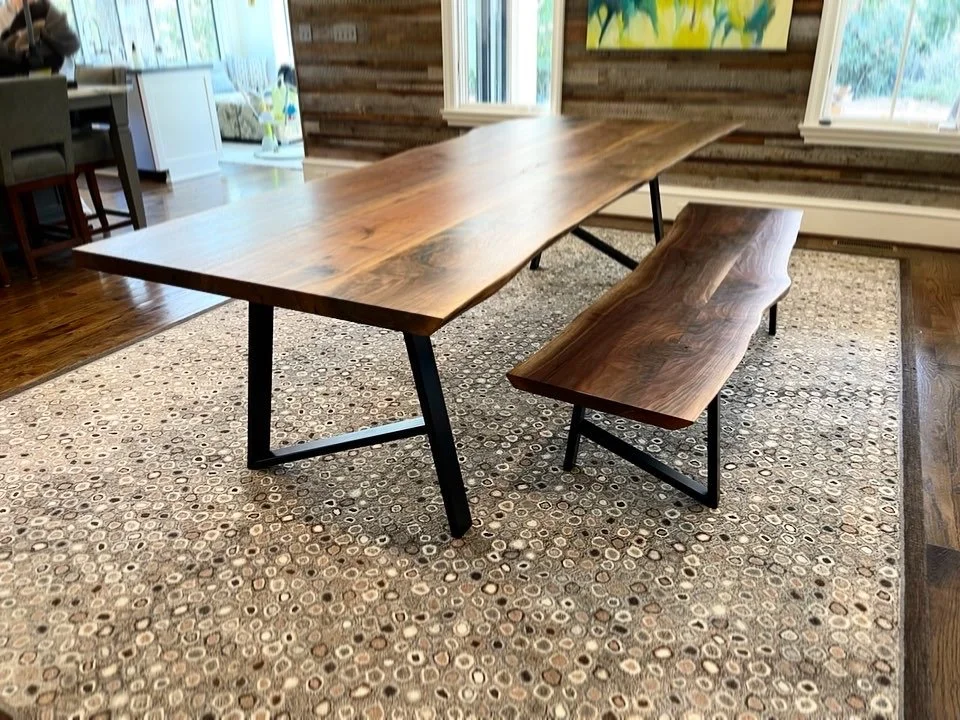 Walnut Dining Table with Asymmetrical Base