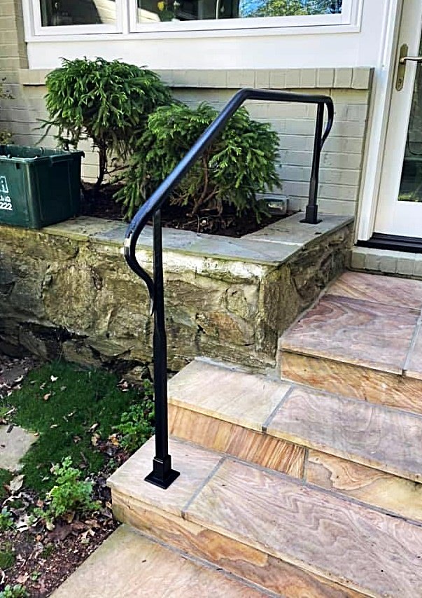 Hand forged custom exterior stair railing