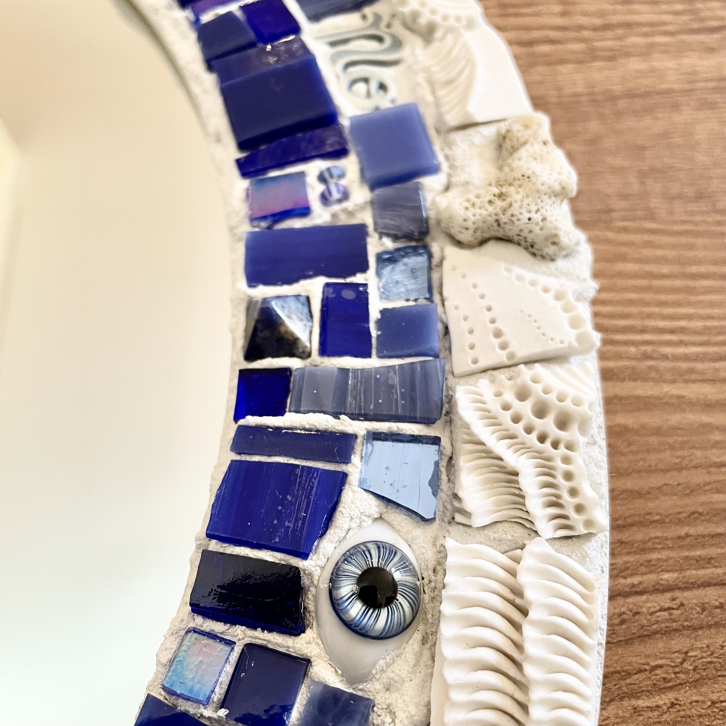 Custom round mosaic mirror detail