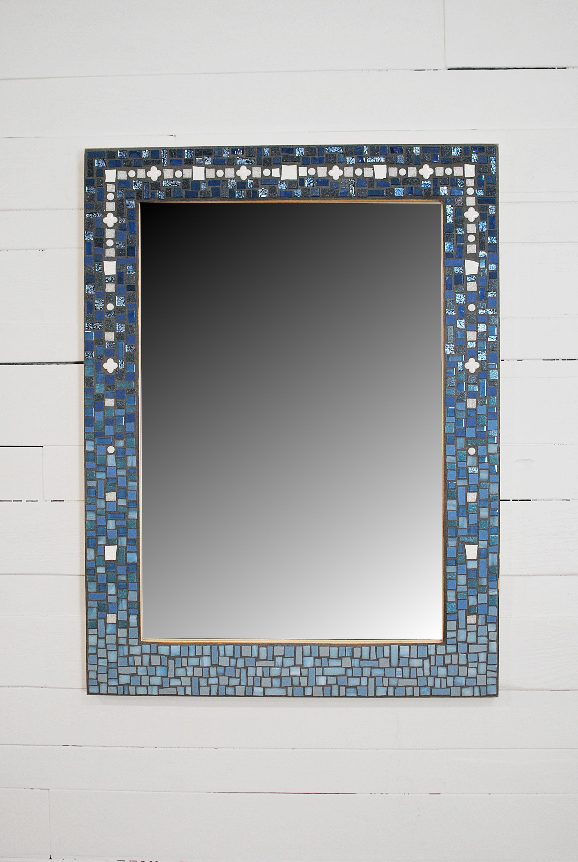 Large navy blue accent mirror
