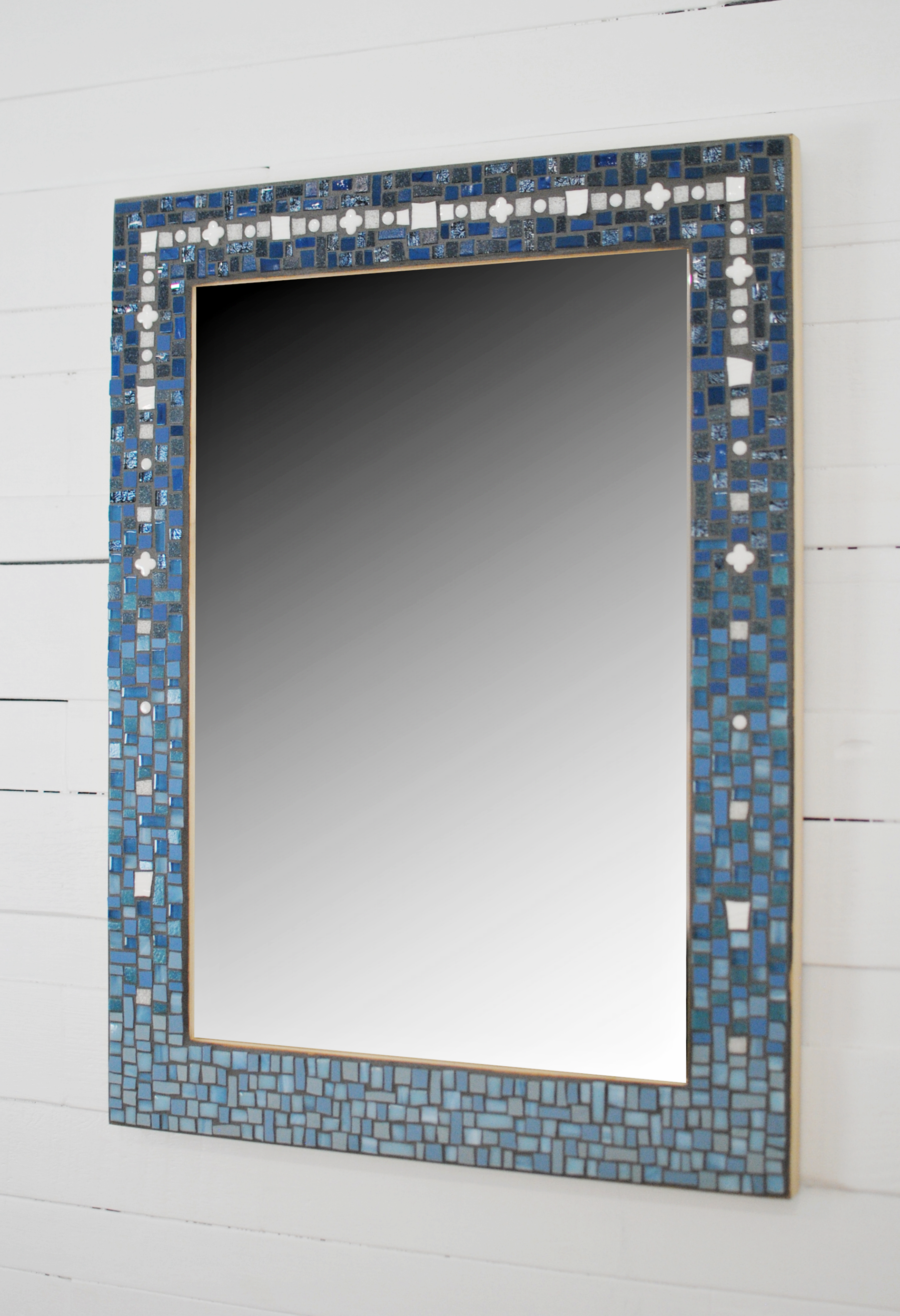 Large navy blue accent mirror