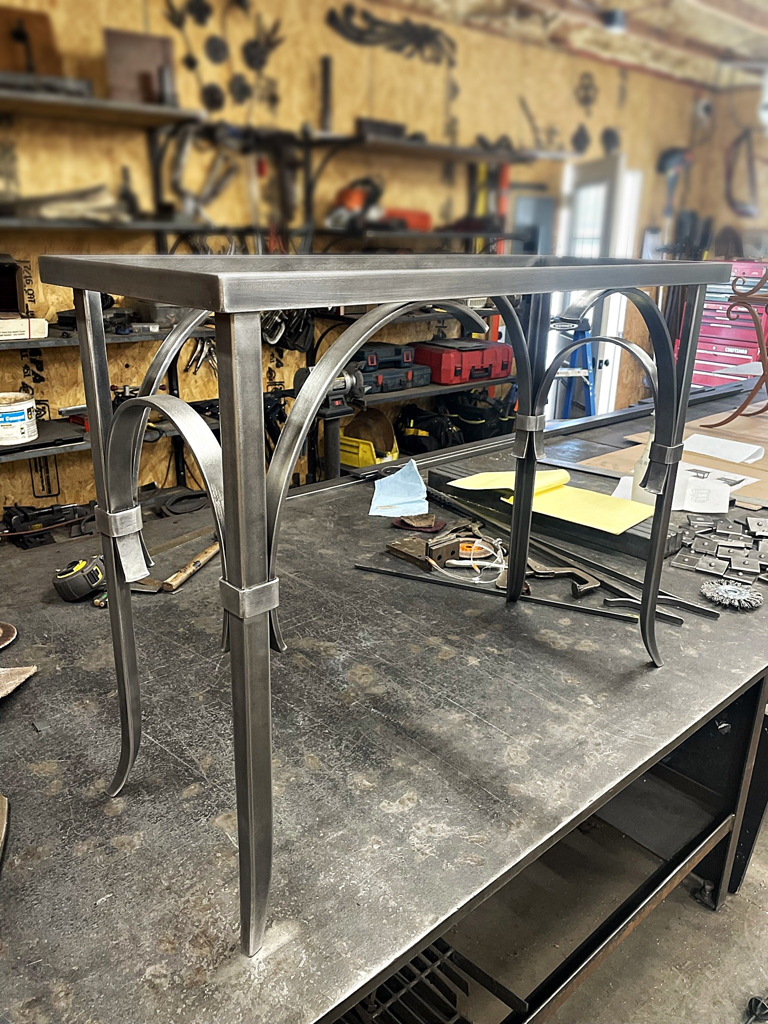 Forged table base work in progress