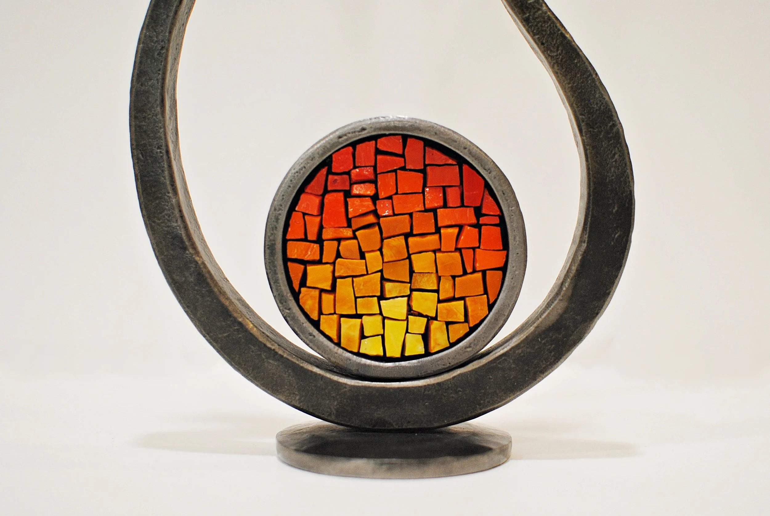 Abstract Steel and Mosaic Tabletop Sculptures — Phoenix Handcraft