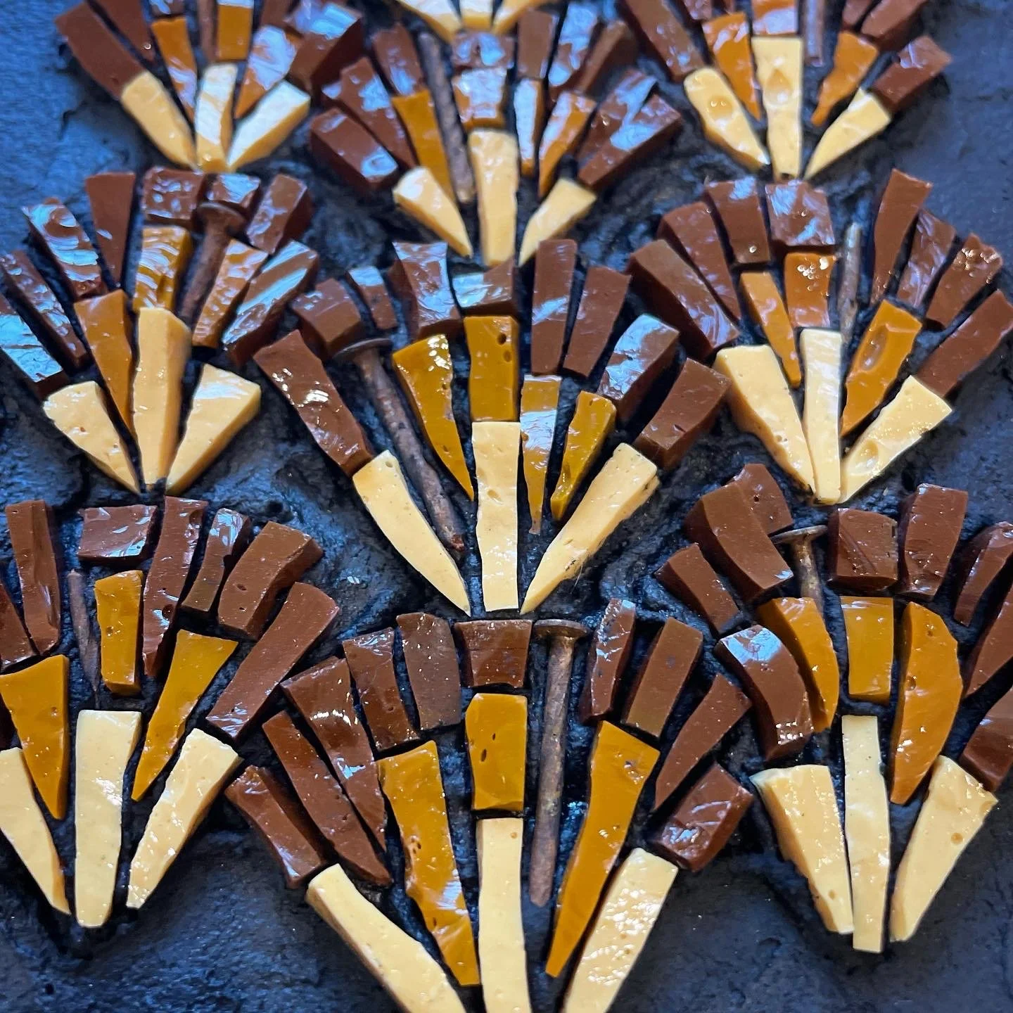 Hawksbill turtle detail-- smalti, reclaimed nails