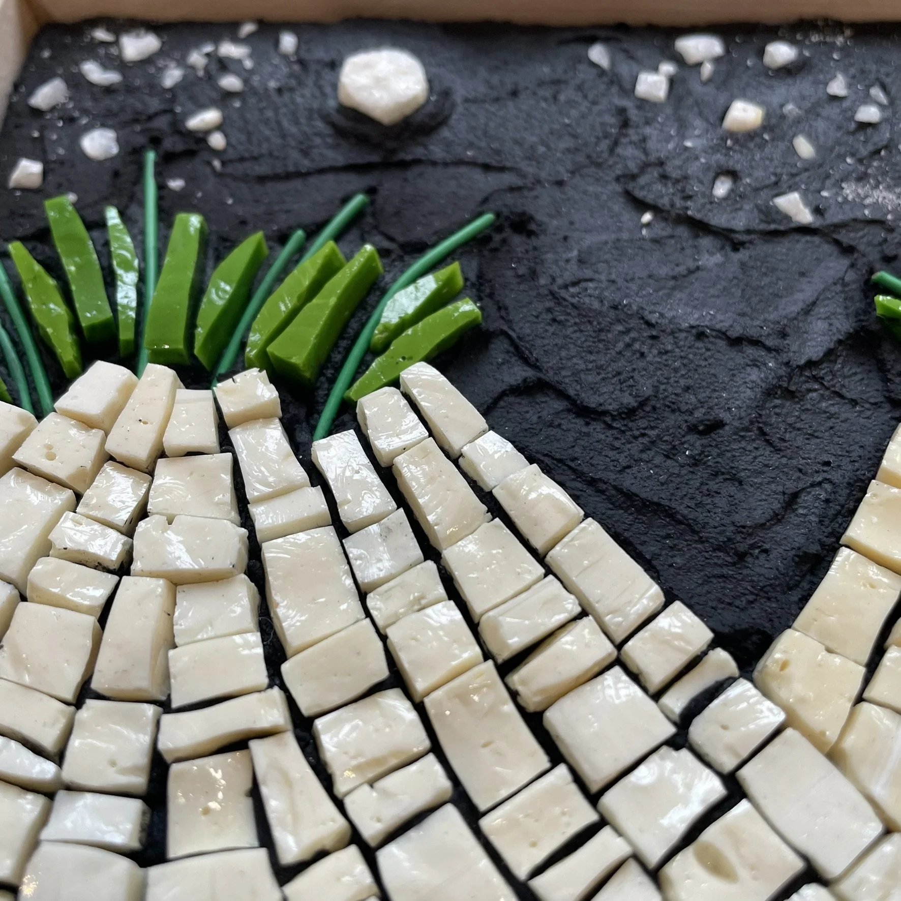 Nesting dunes detail-- smalti, reclaimed ceramic, electric wire, &amp; marble