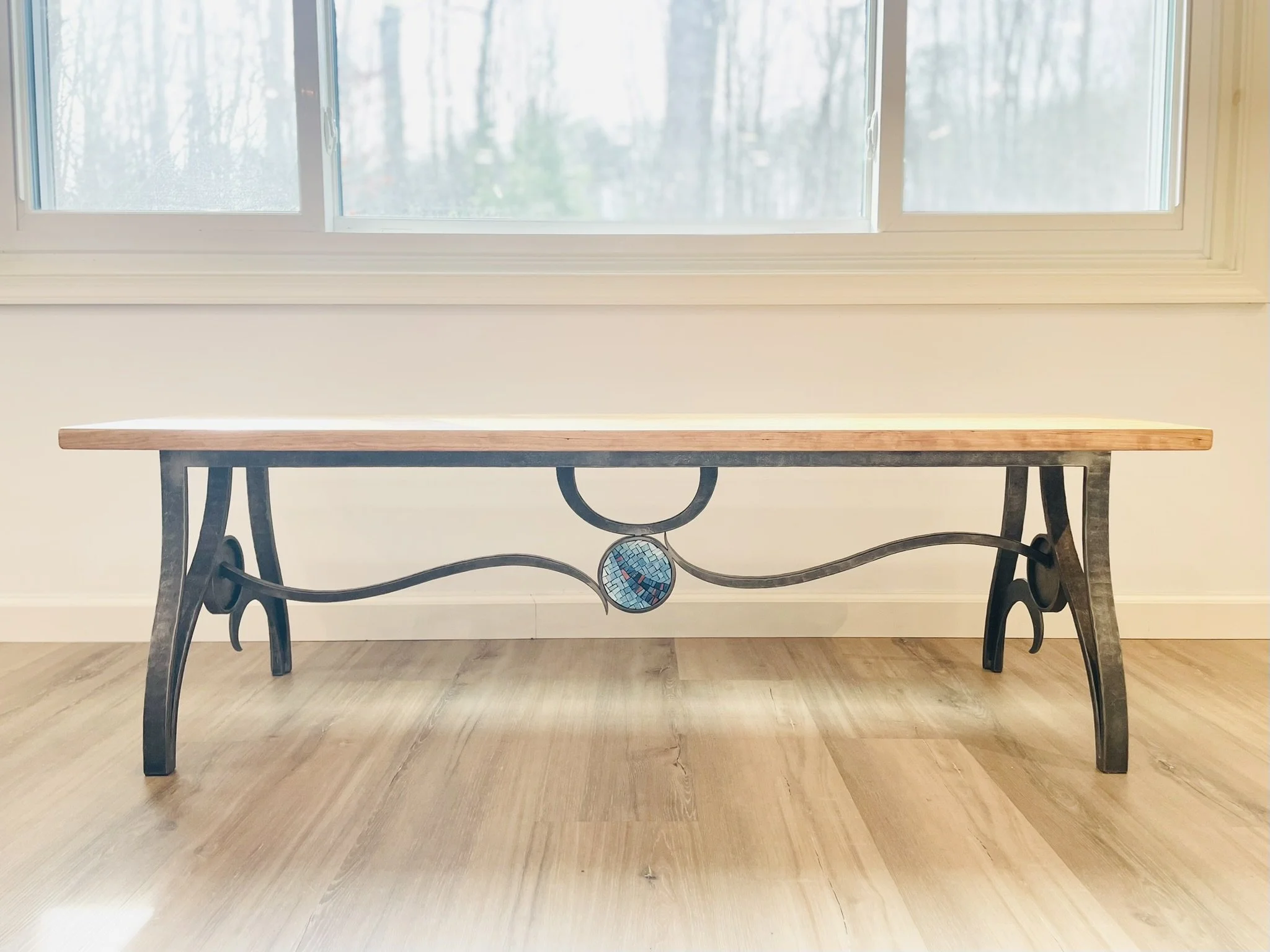 Large Bench with Mosaic Medallions
