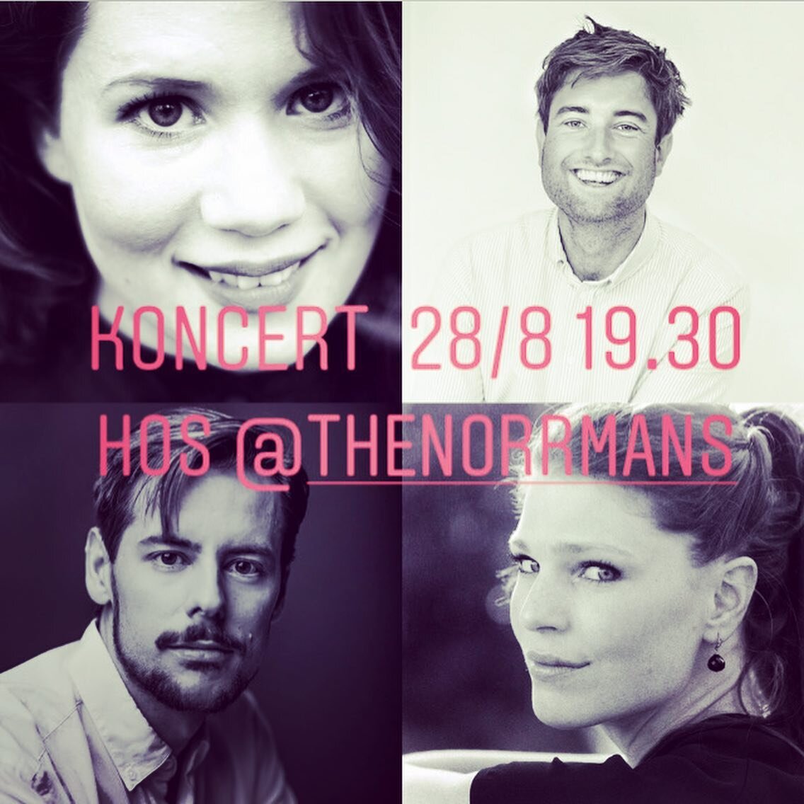 Marie, Petter, Troels og jeg spiller koncert hos @thenorrmans @thenorrmanskitchen 28.8 kl 19.30❤️ Kom kom kom til smuk musik p&aring; smukke Stevns! OBS - pladsreservation pga covid-19. Vi gl&aelig;der os til at levere spillevende musik!