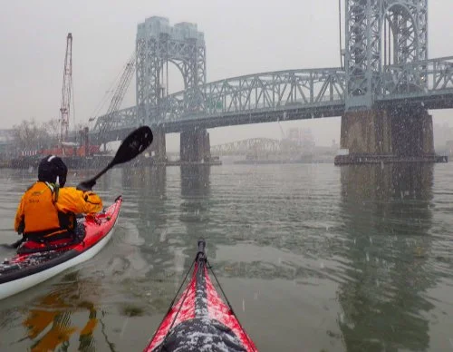 8. Harlem River: Under the RFK Bridge in falling snow