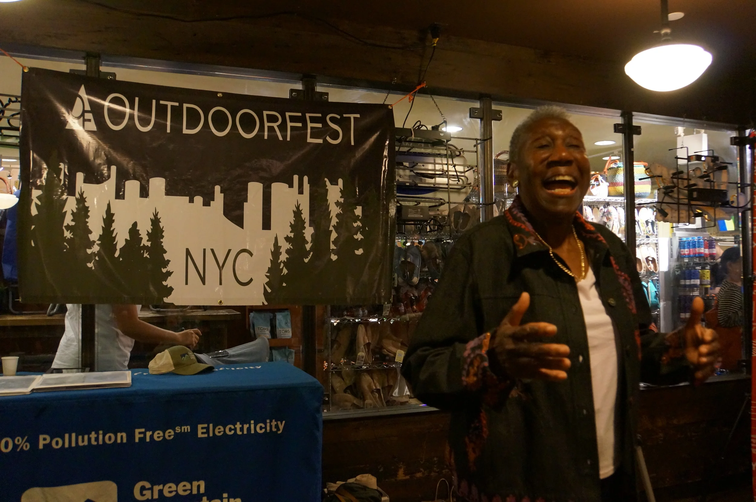 Barbara Hillary speaks at the Final OutdoorFest event
