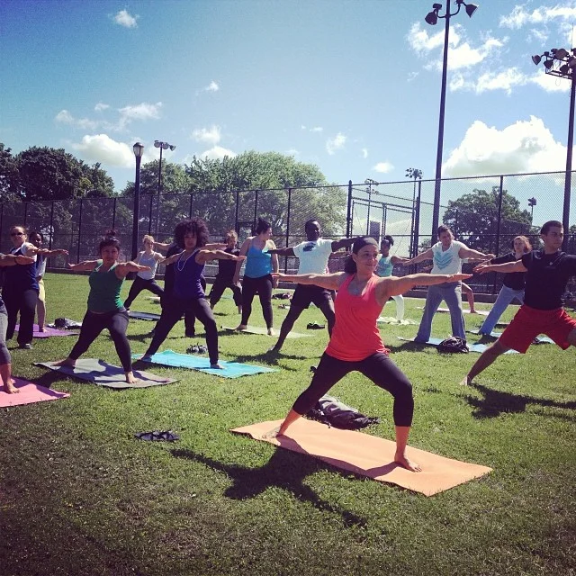 Pop up Yoga NYC class in Crotona Park. OutdoorFest 2014.