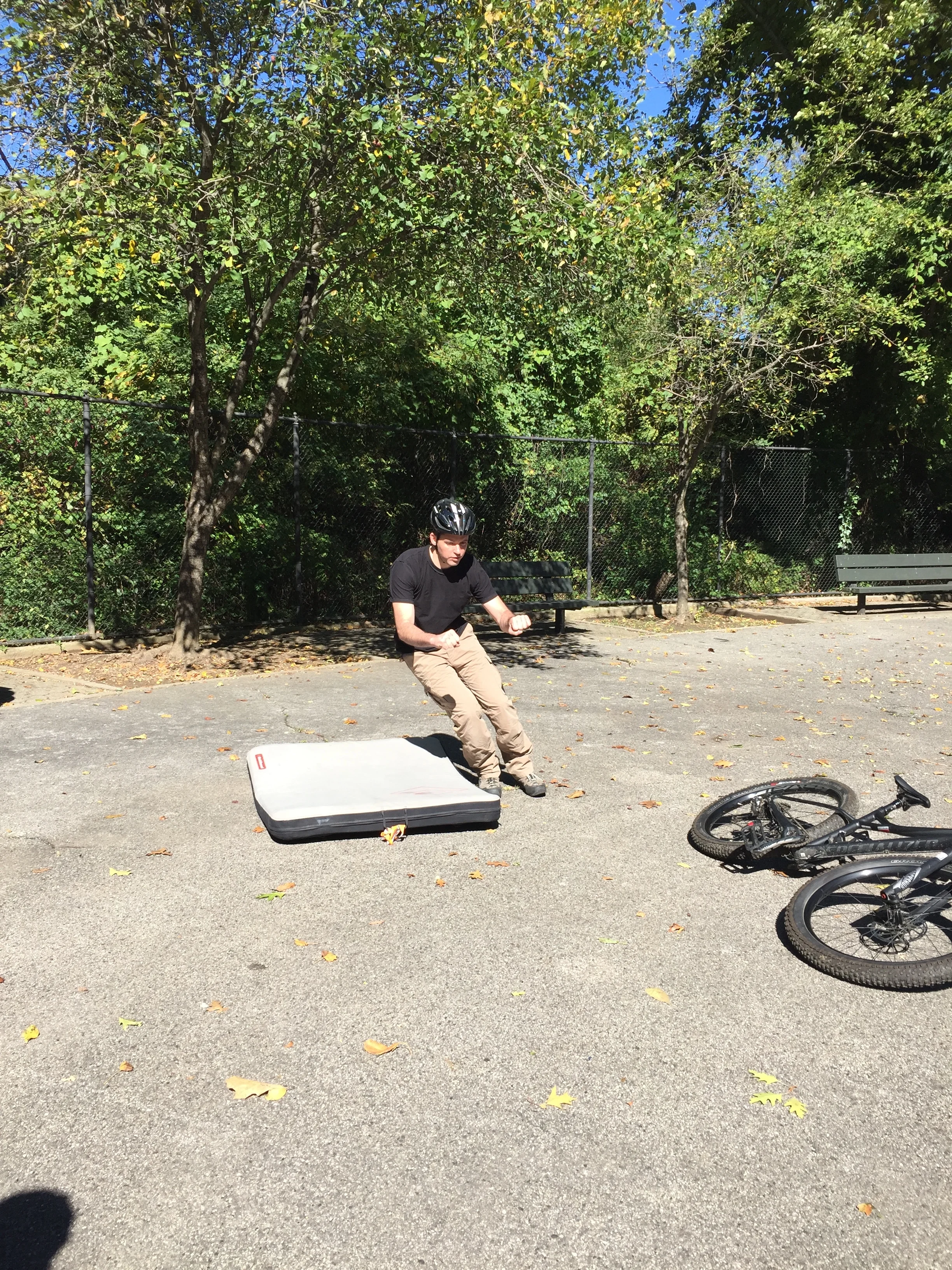 Instructor Gary shows off the side break fall