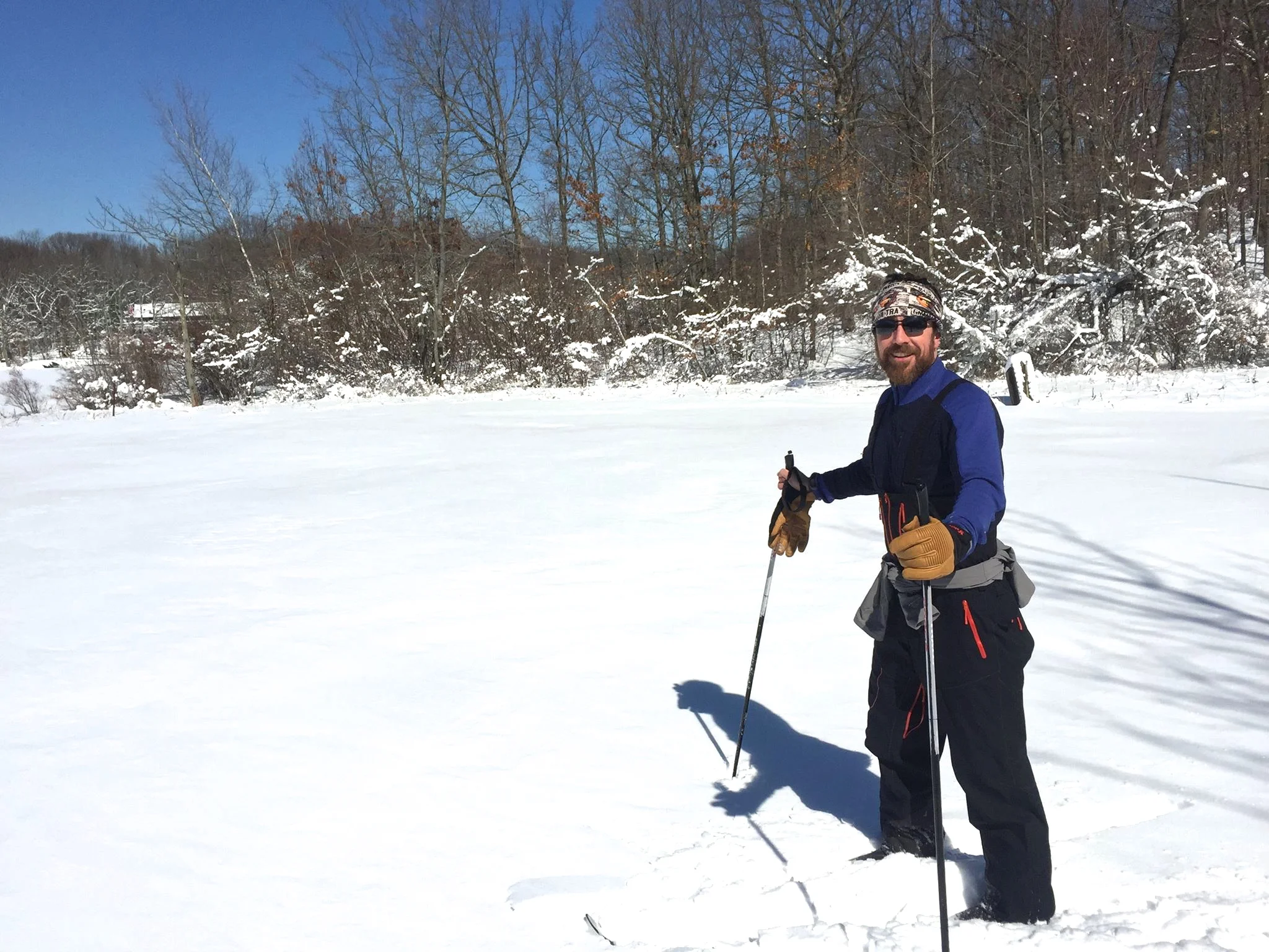 Dan McSwiggen, a regular runner along Greenbelt trails, switches to skis when necessary