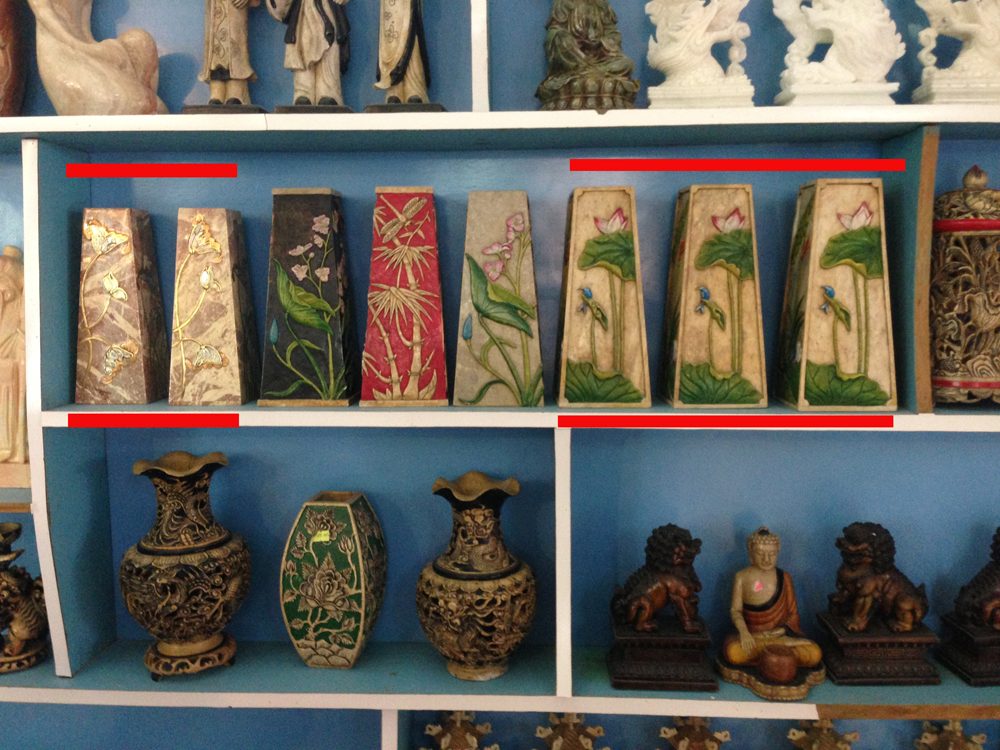  Samples of Marble Vases, with Art Noveau ones Red Lined. 